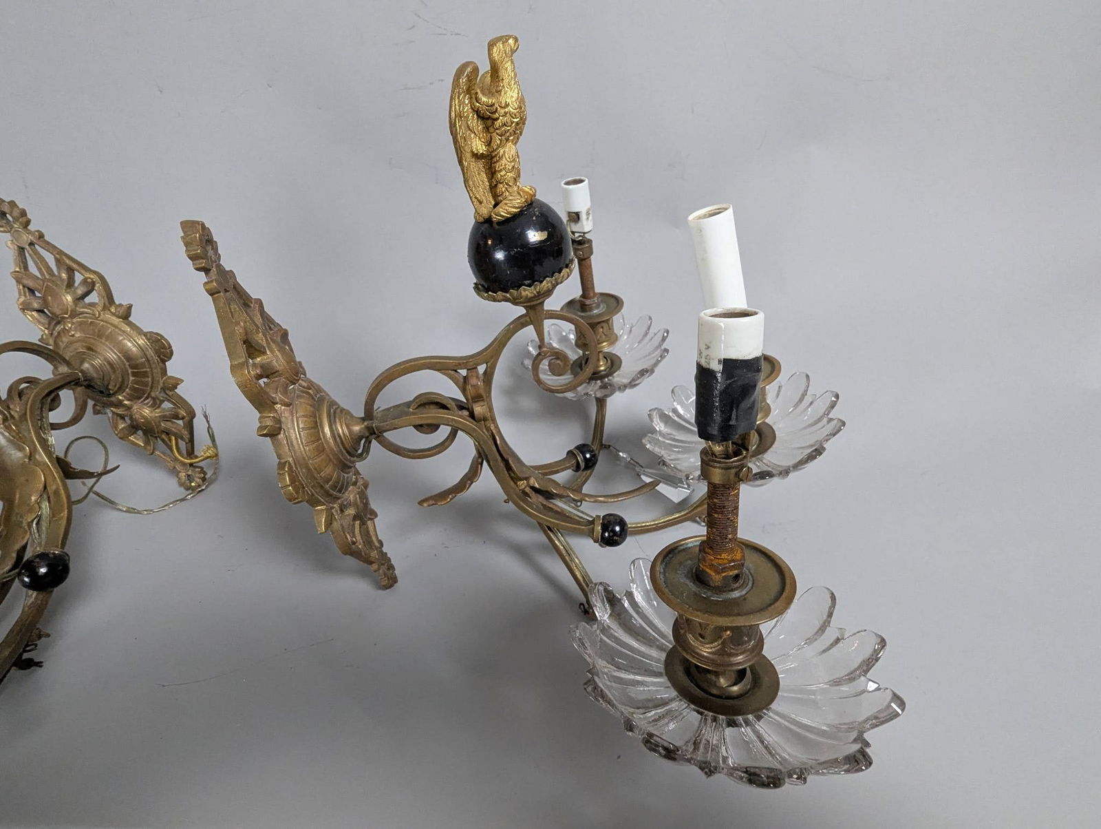 Early 20th-Century Swedish Bronze Electric Wall Sconces with Figural Design - 3