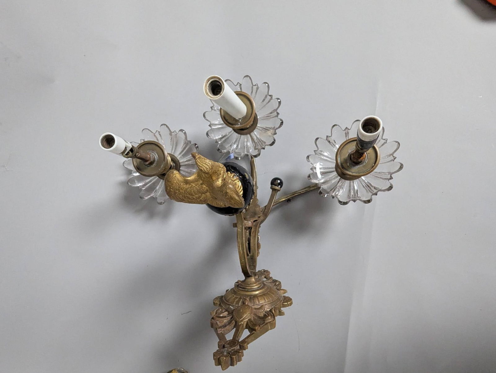 Early 20th-Century Swedish Bronze Electric Wall Sconces with Figural Design - 4