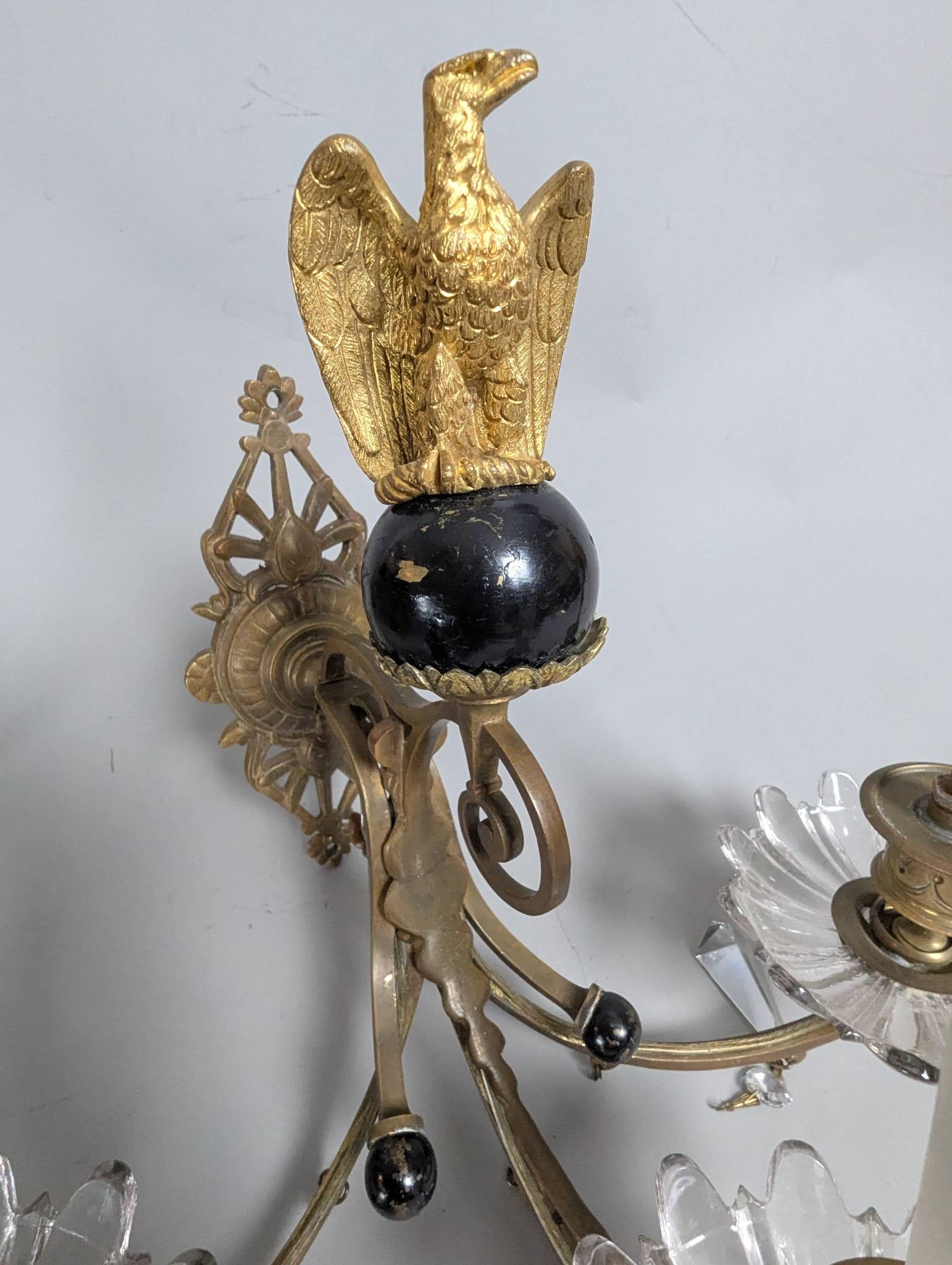 Early 20th-Century Swedish Bronze Electric Wall Sconces with Figural Design - 6