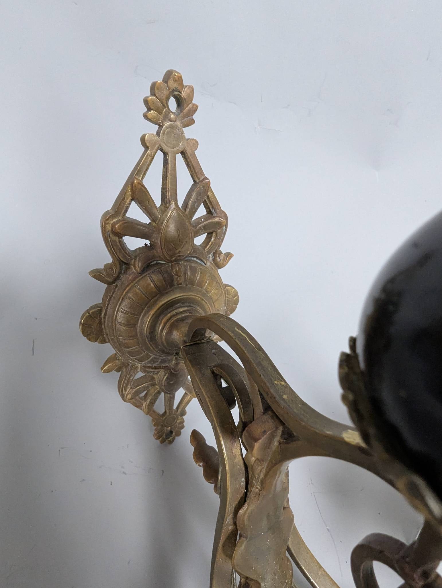 Early 20th-Century Swedish Bronze Electric Wall Sconces with Figural Design - 7