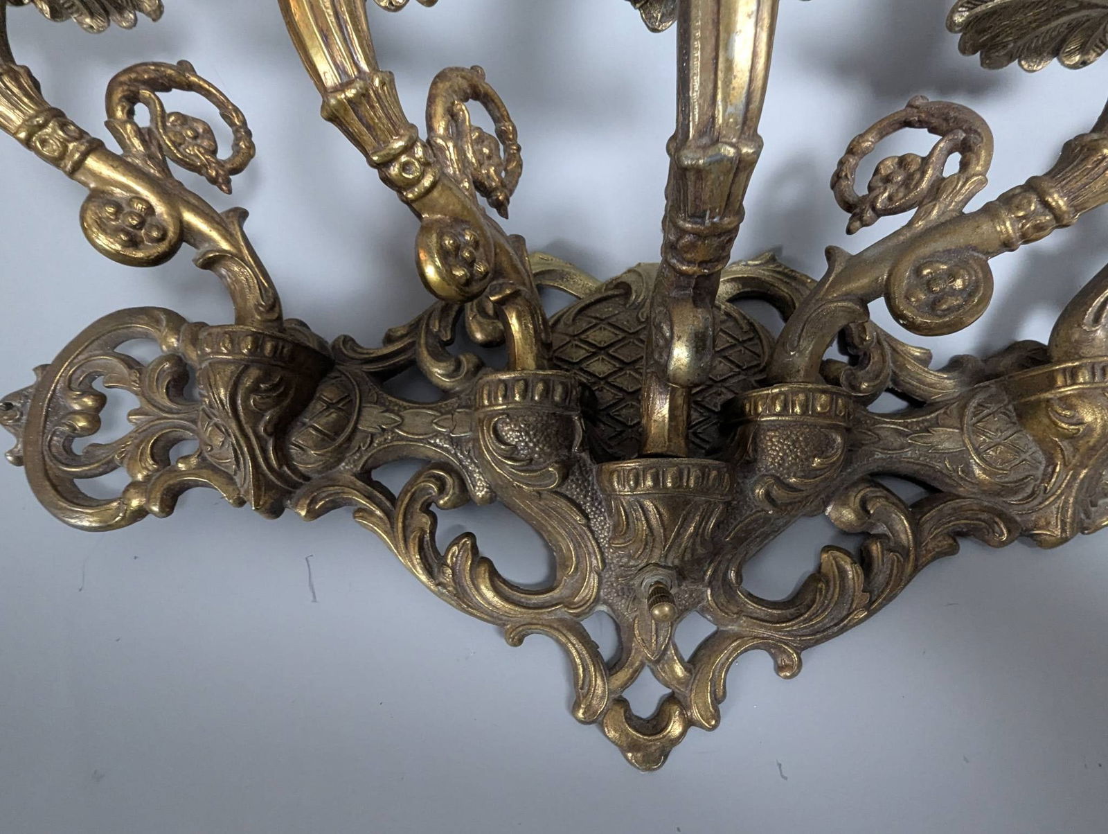 Antique Victorian 5 Arm Electric Wall Sconce Candle Fixture - 3