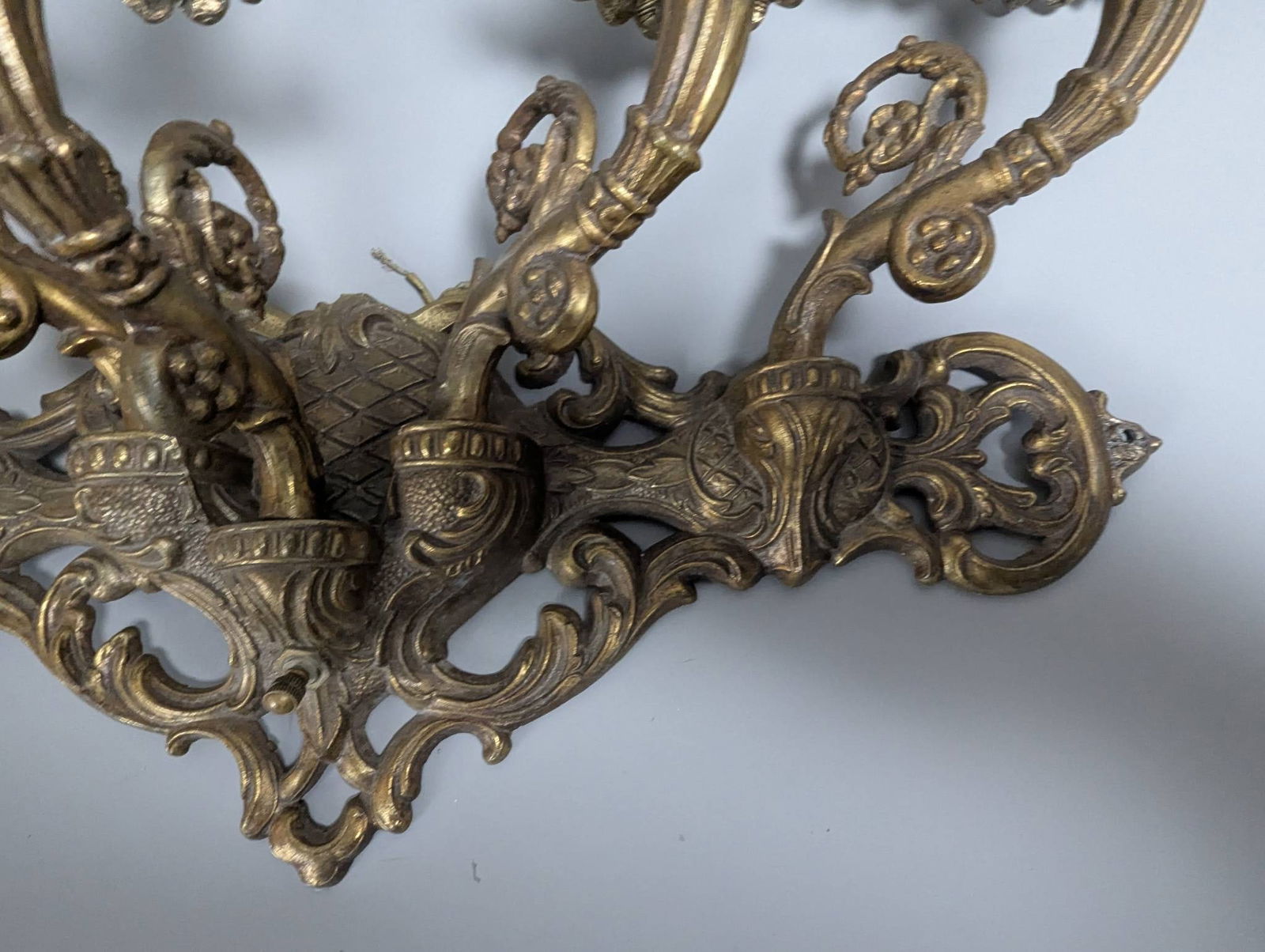 Antique Victorian 5 Arm Electric Wall Sconce Candle Fixture - 4