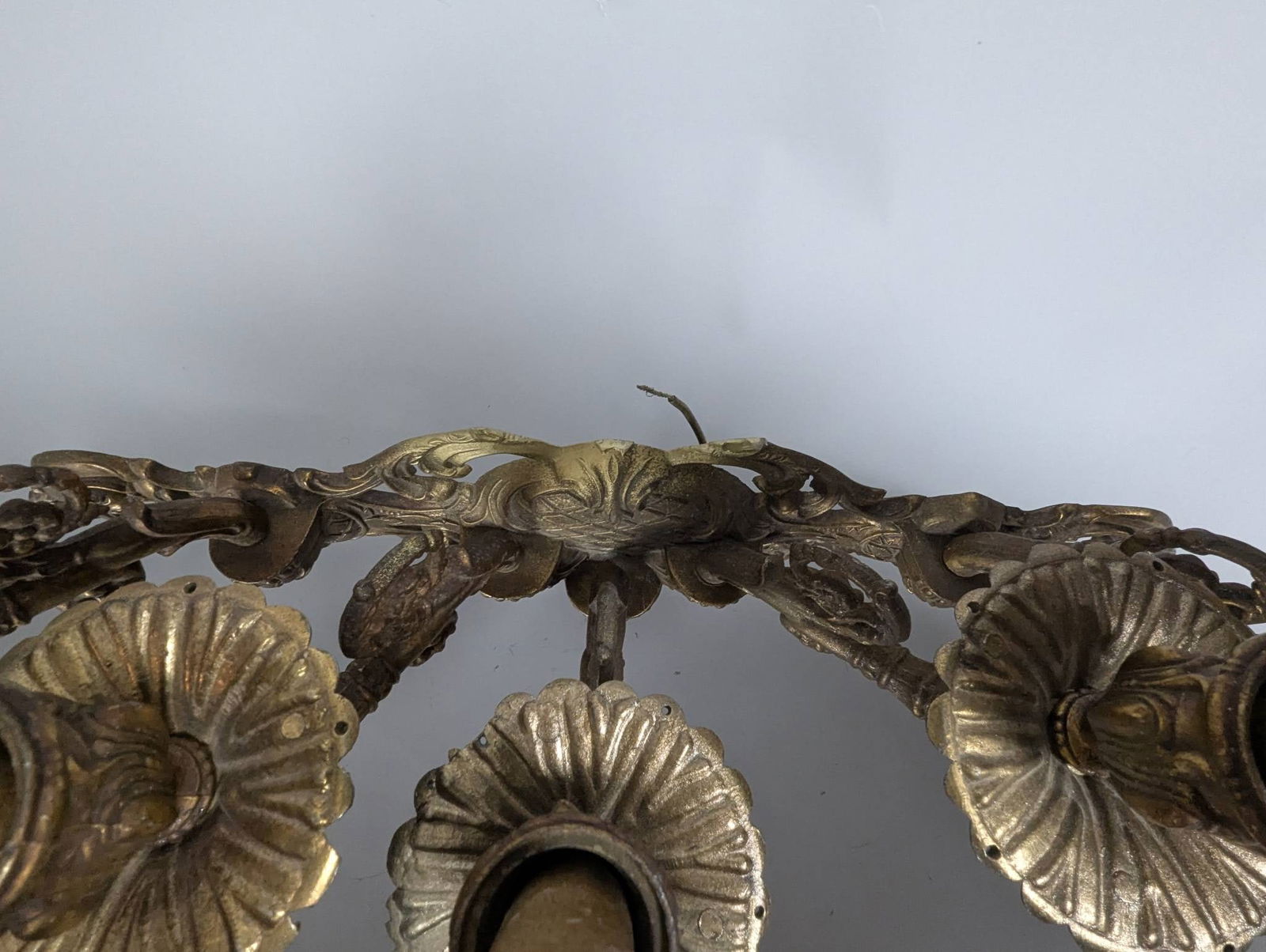 Antique Victorian 5 Arm Electric Wall Sconce Candle Fixture - 7