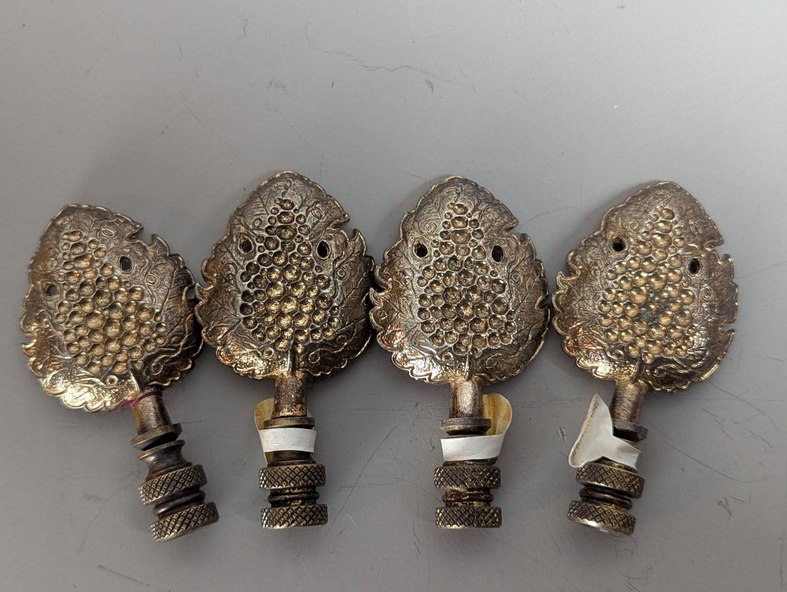 4 Silver Plate Sculptural Lamp Finials with Brass Bases - 2