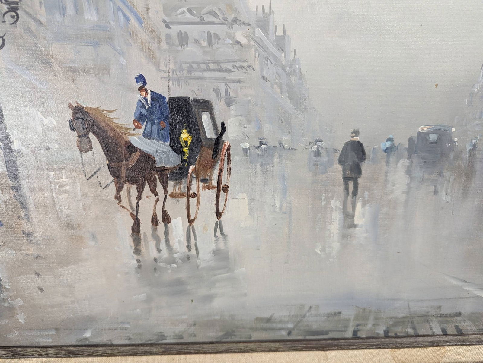 Oil on Canvas Parisian Street Scene by Antonio DeVity in Impressionistic Style - 10