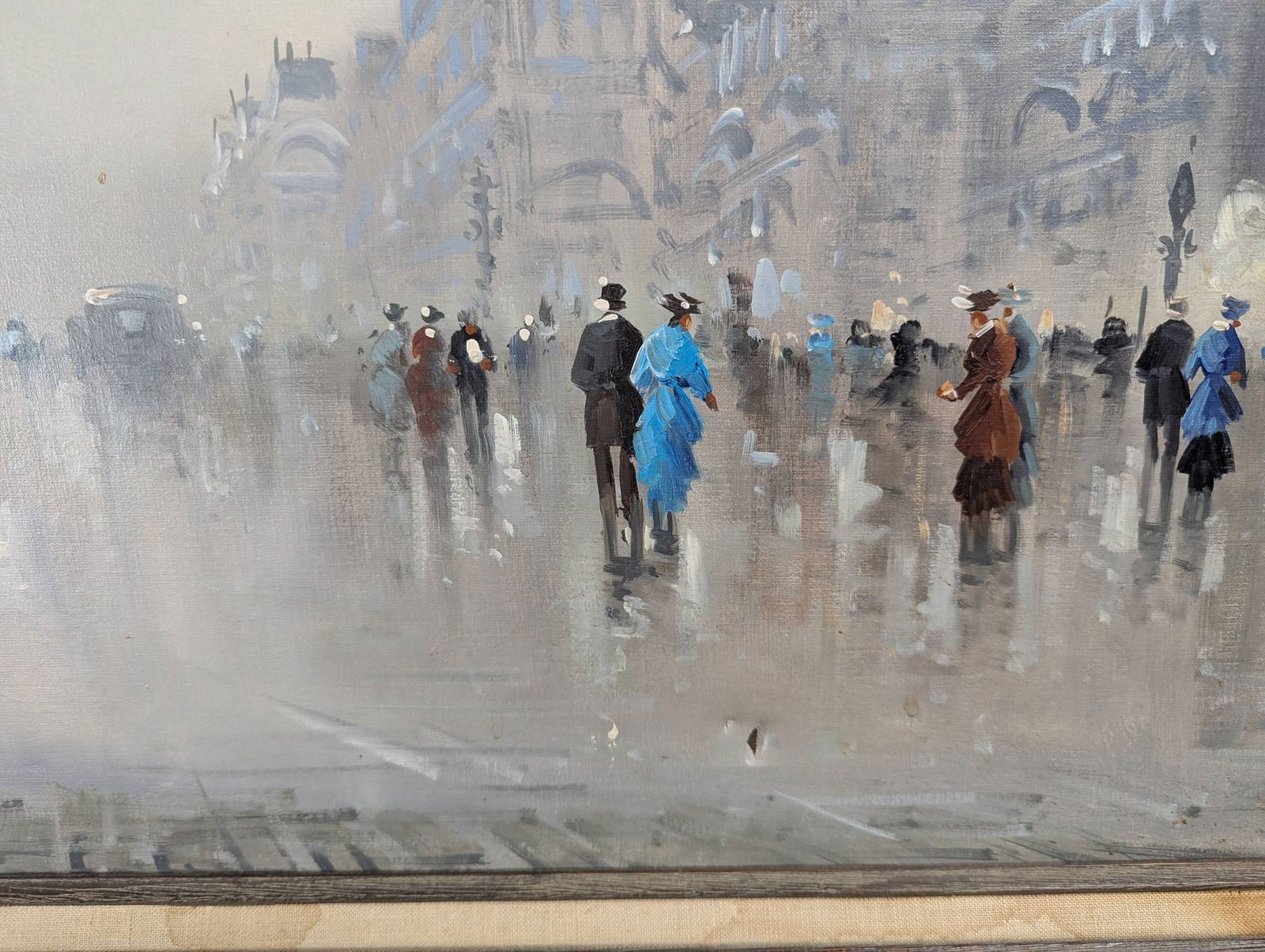 Oil on Canvas Parisian Street Scene by Antonio DeVity in Impressionistic Style - 11