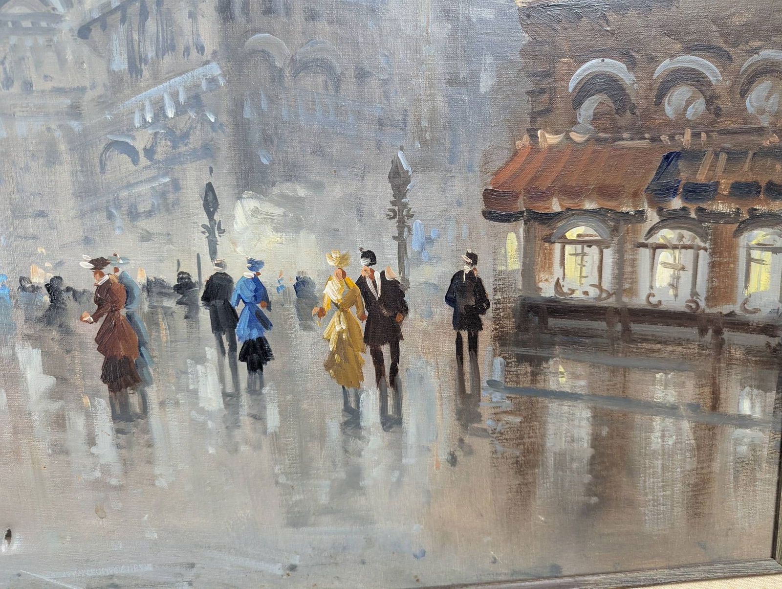 Oil on Canvas Parisian Street Scene by Antonio DeVity in Impressionistic Style - 12