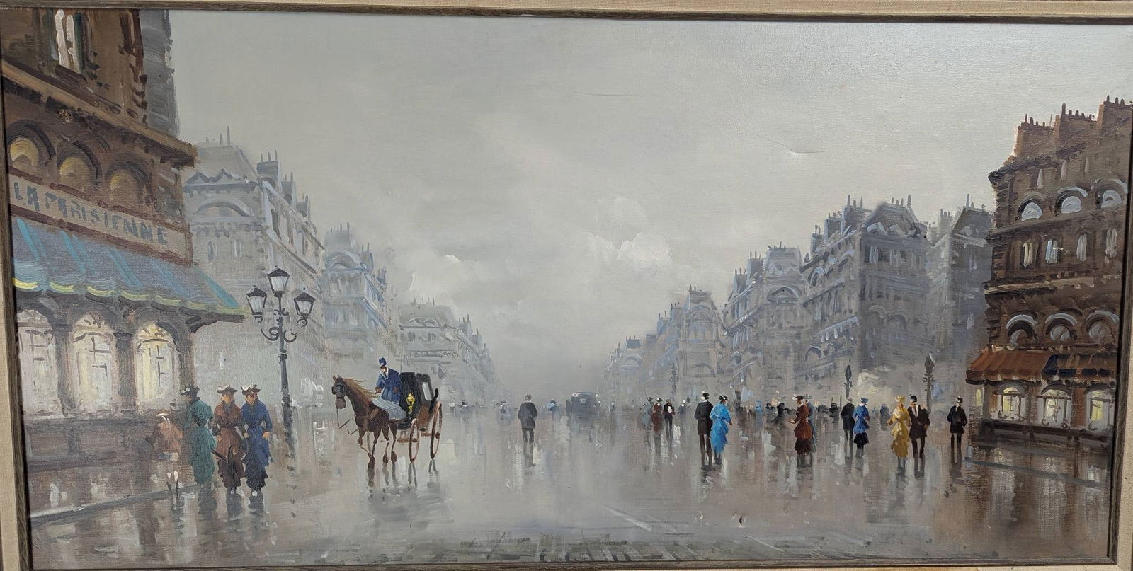 Oil on Canvas Parisian Street Scene by Antonio DeVity in Impressionistic Style - 2
