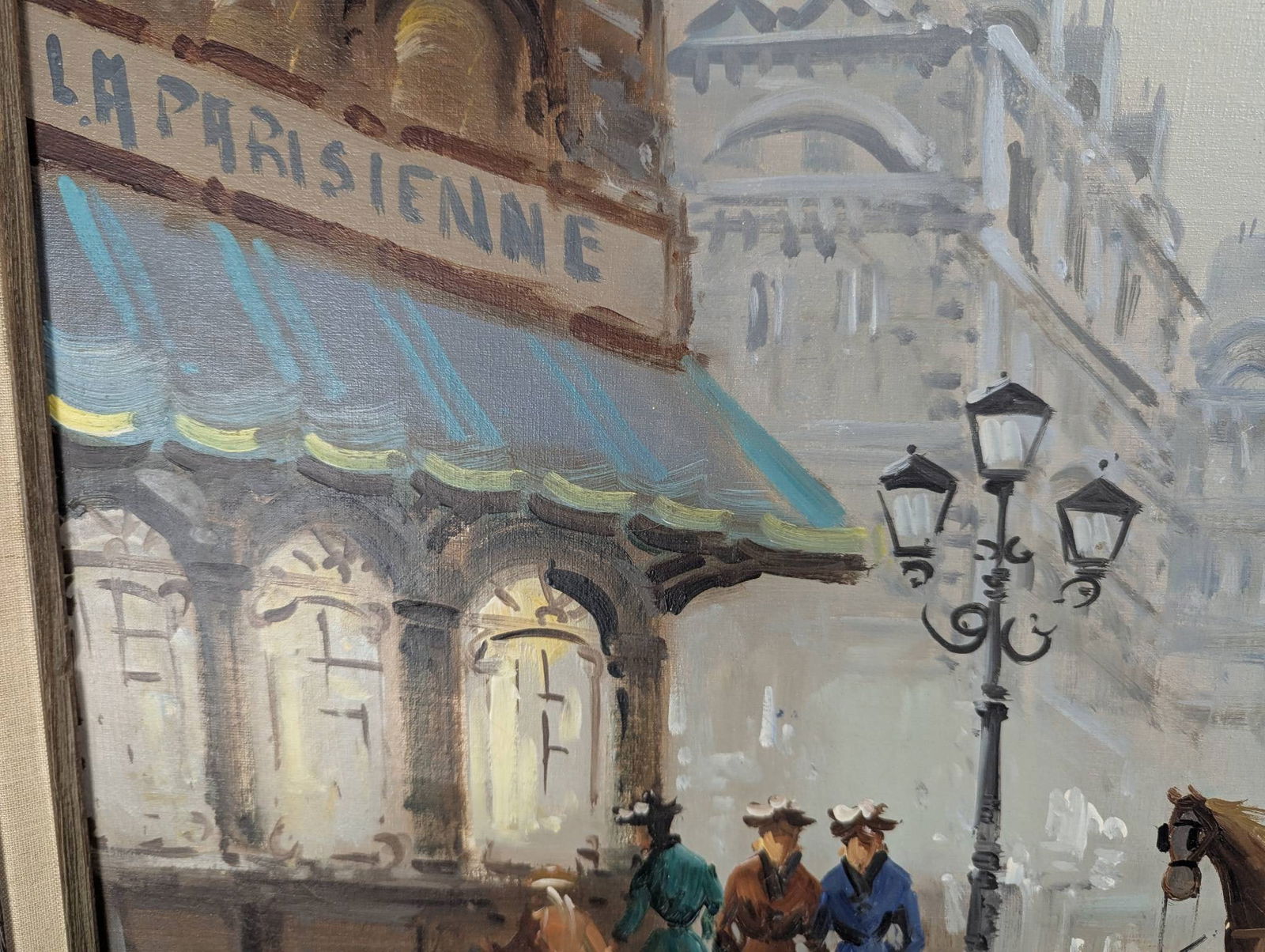 Oil on Canvas Parisian Street Scene by Antonio DeVity in Impressionistic Style - 6