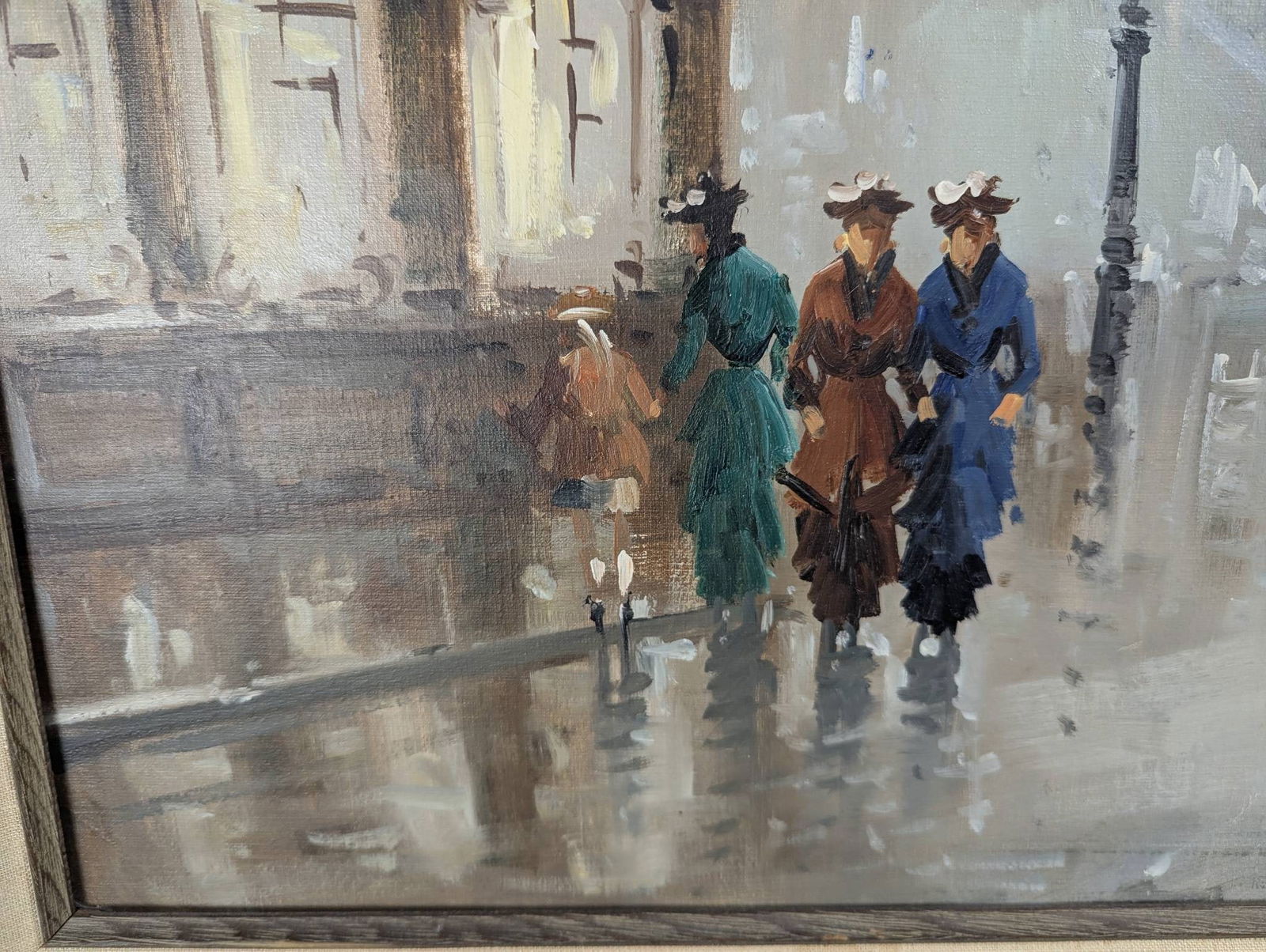 Oil on Canvas Parisian Street Scene by Antonio DeVity in Impressionistic Style - 9