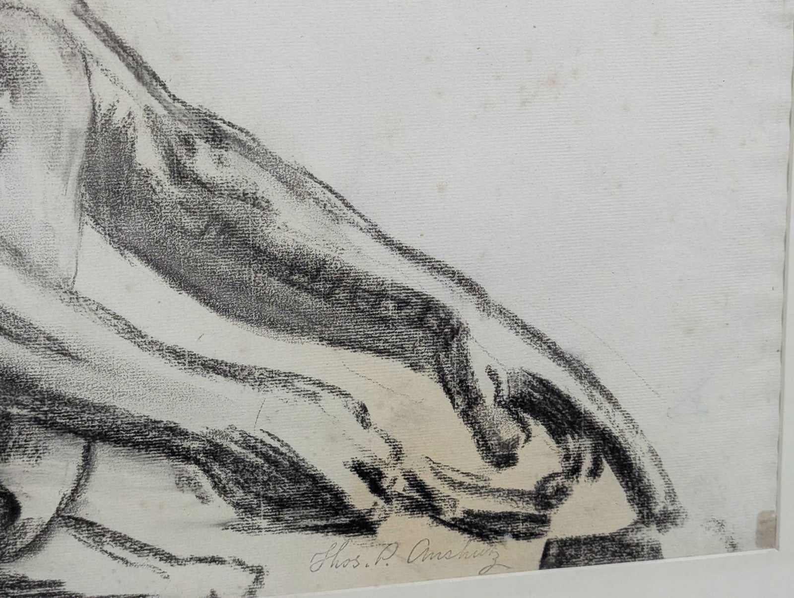 Charcoal on Paper by Thomas Pollock Anshutz Depicting a Crouching Male Figure - 11