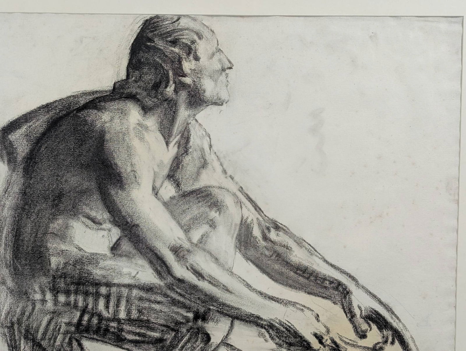 Charcoal on Paper by Thomas Pollock Anshutz Depicting a Crouching Male Figure - 2