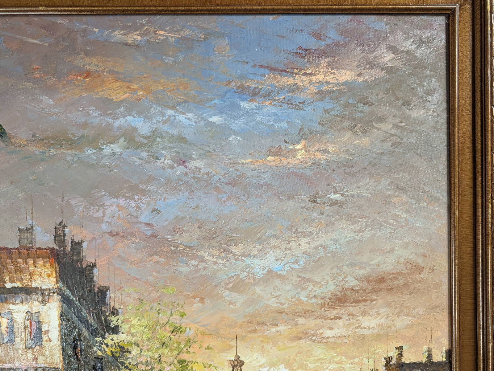 Painting Depicting a Street Scene with Eiffel Tower by Baracett - 4