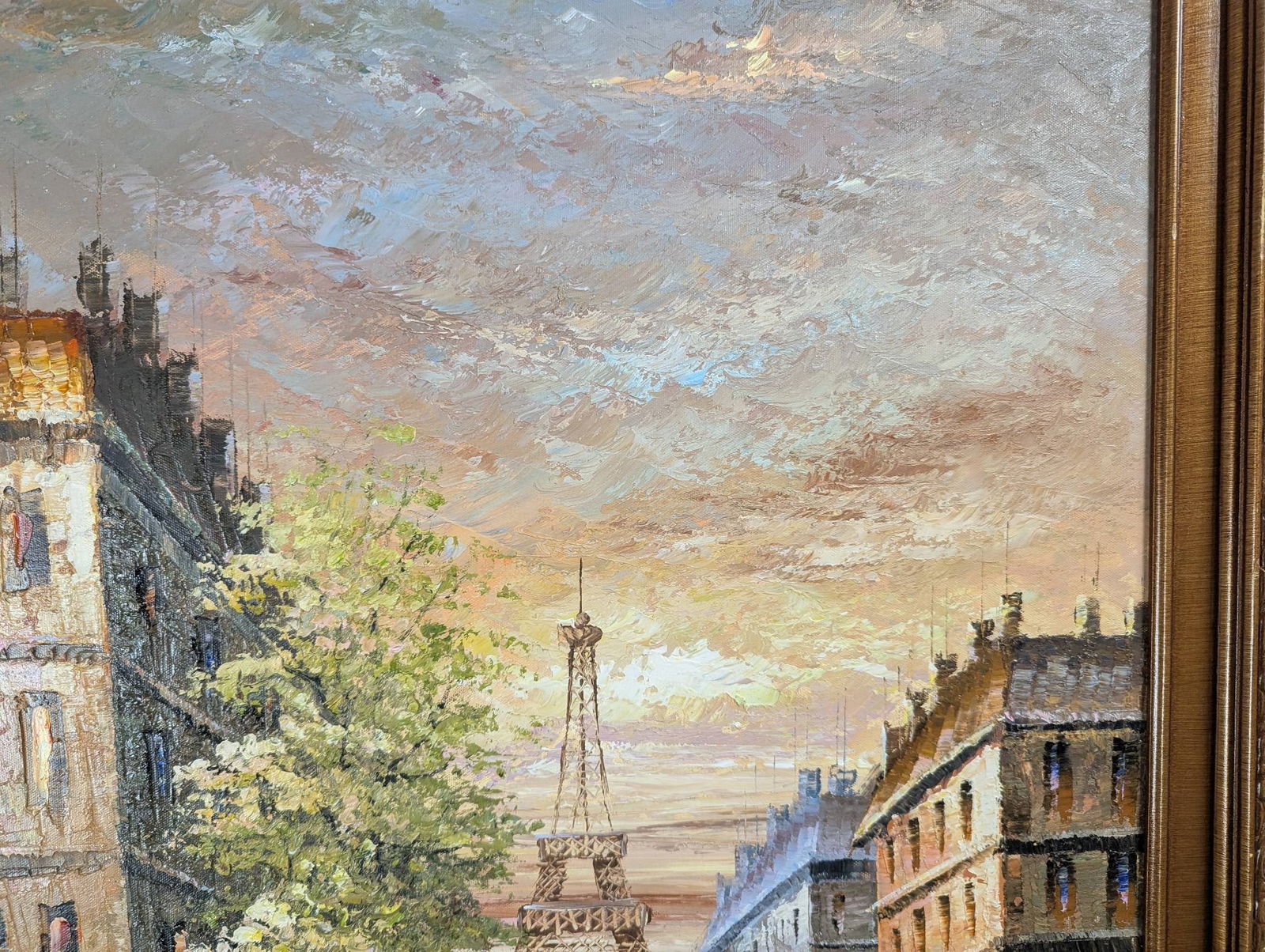 Painting Depicting a Street Scene with Eiffel Tower by Baracett - 6
