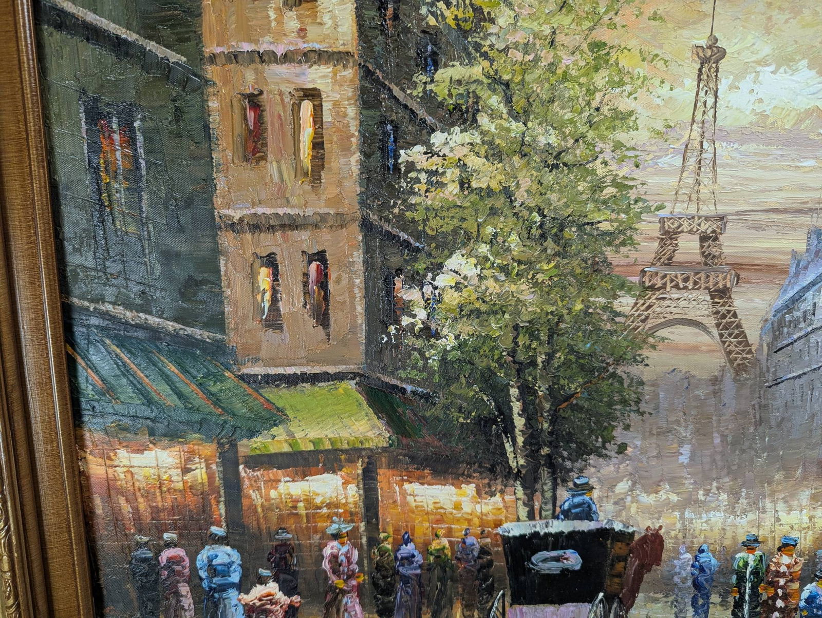 Painting Depicting a Street Scene with Eiffel Tower by Baracett - 7