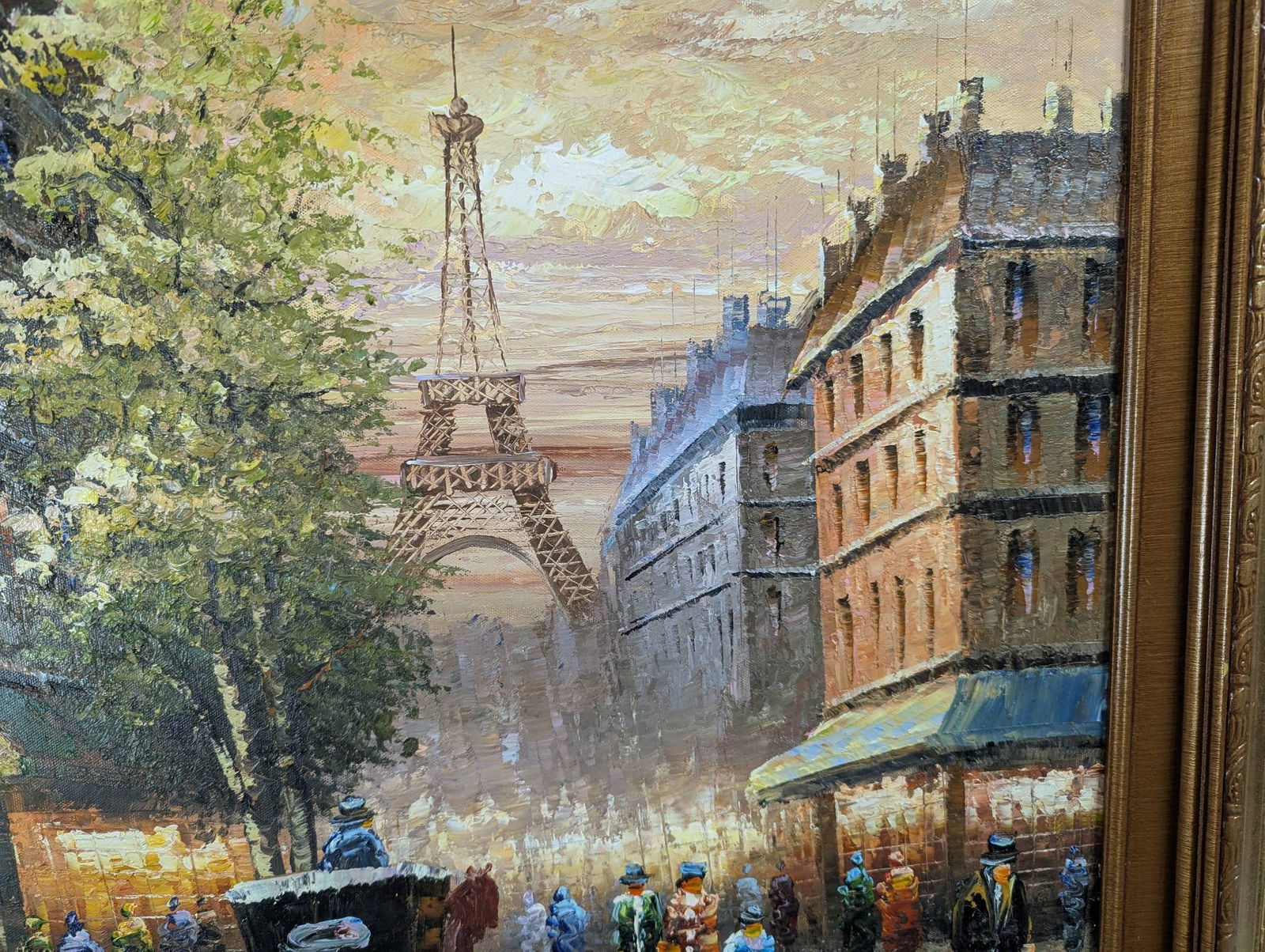 Painting Depicting a Street Scene with Eiffel Tower by Baracett - 8