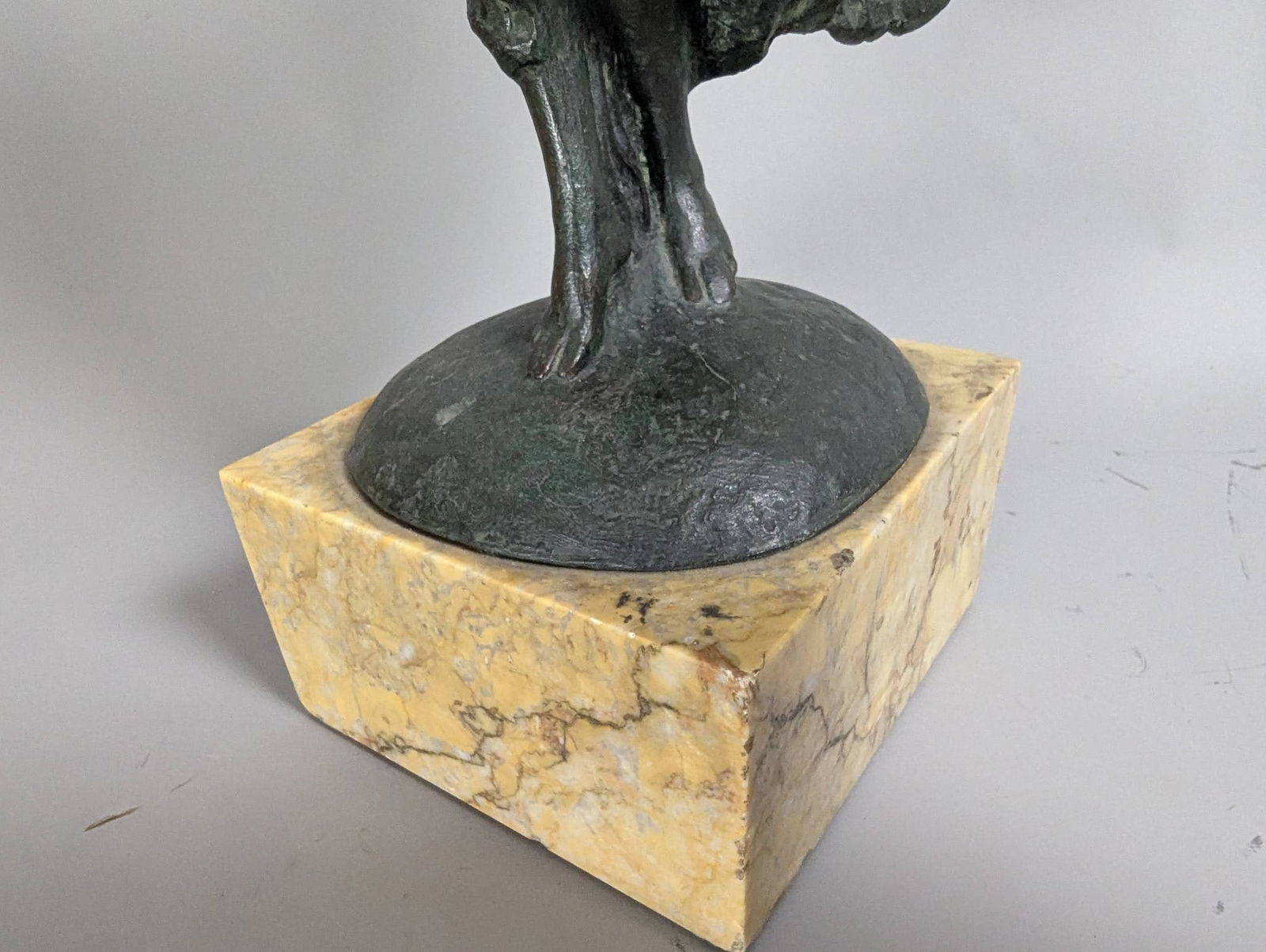 Signed Bronze Angel Sculpture on Marble Base - 4