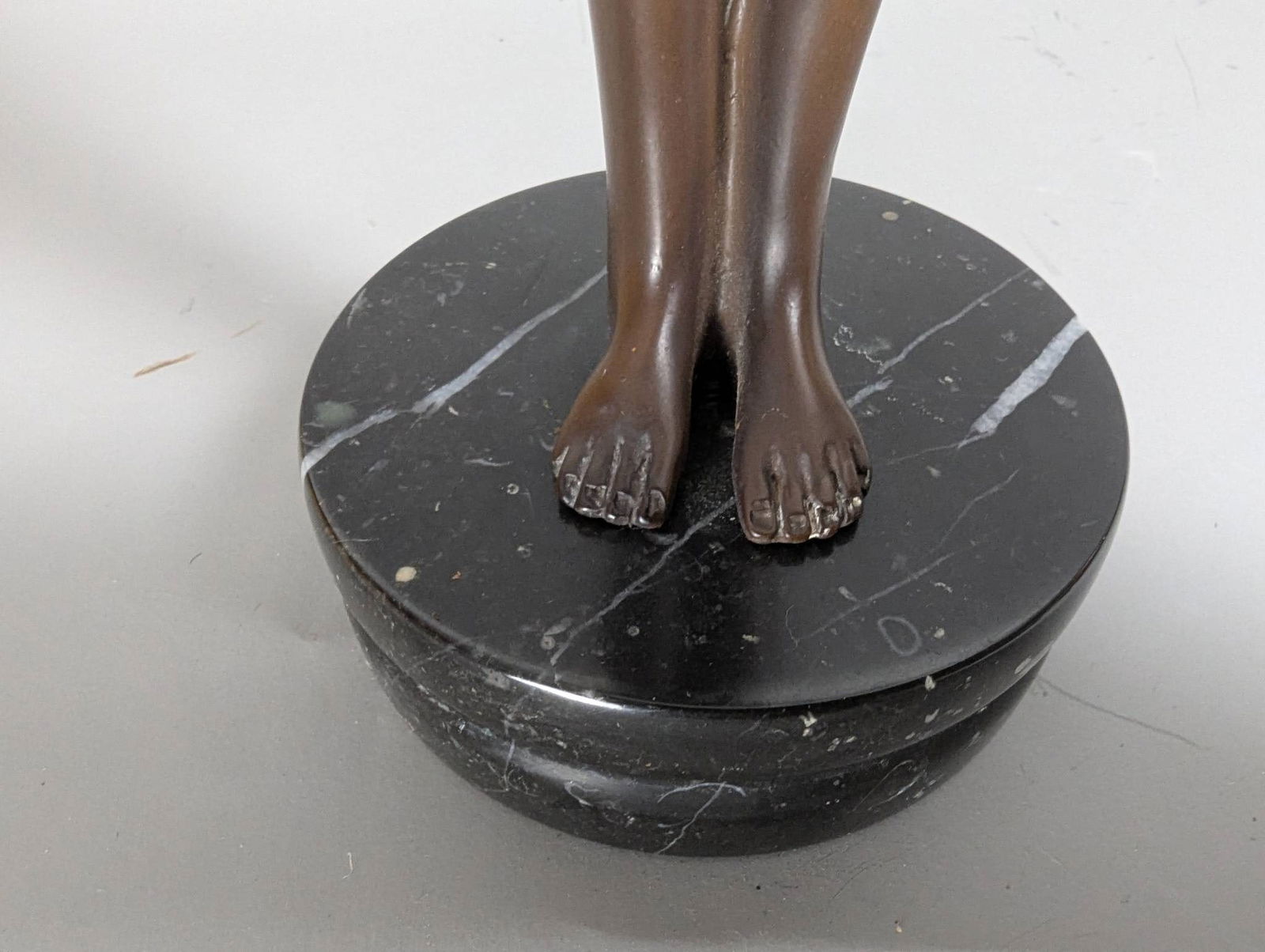 Bronze Sculpture of Nude Woman with Outstretched Arms on Black Marble Base - 6