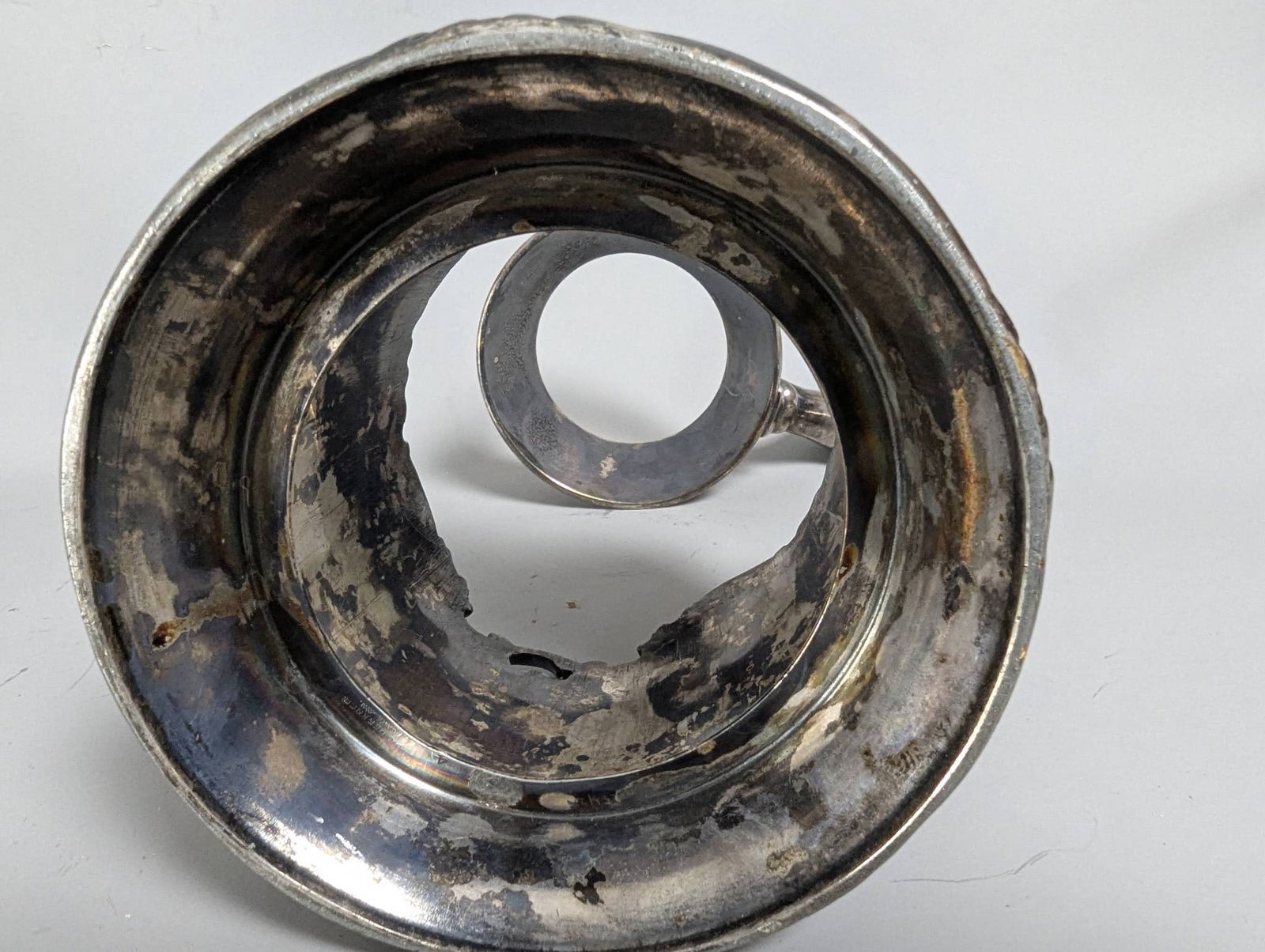 Silver-Plated Beer Stein Holder With Ornate Handle and Monogram - 6