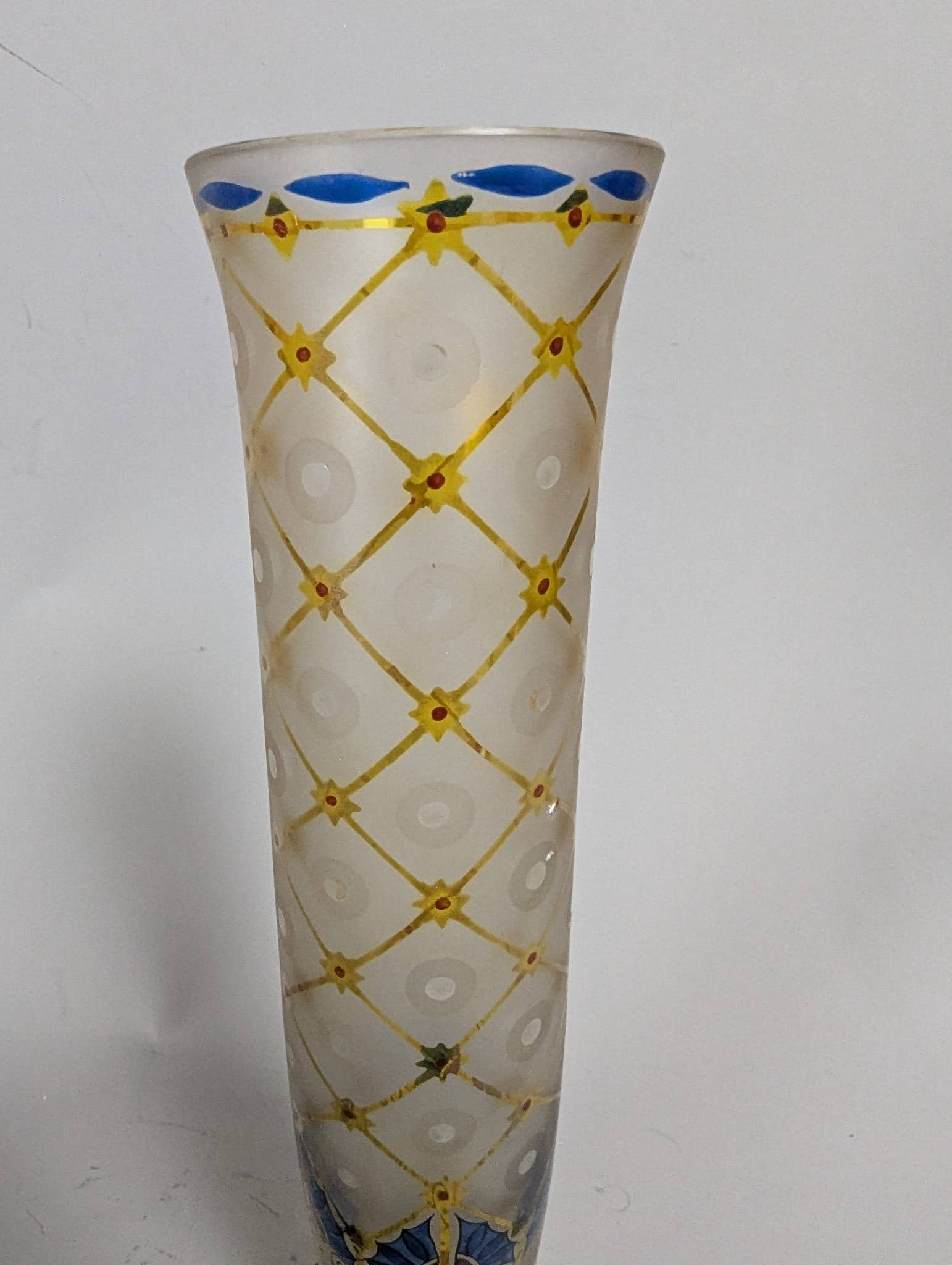 Antique Hand-Painted Bohemian Glass Vase with Gilt Decoration - 2