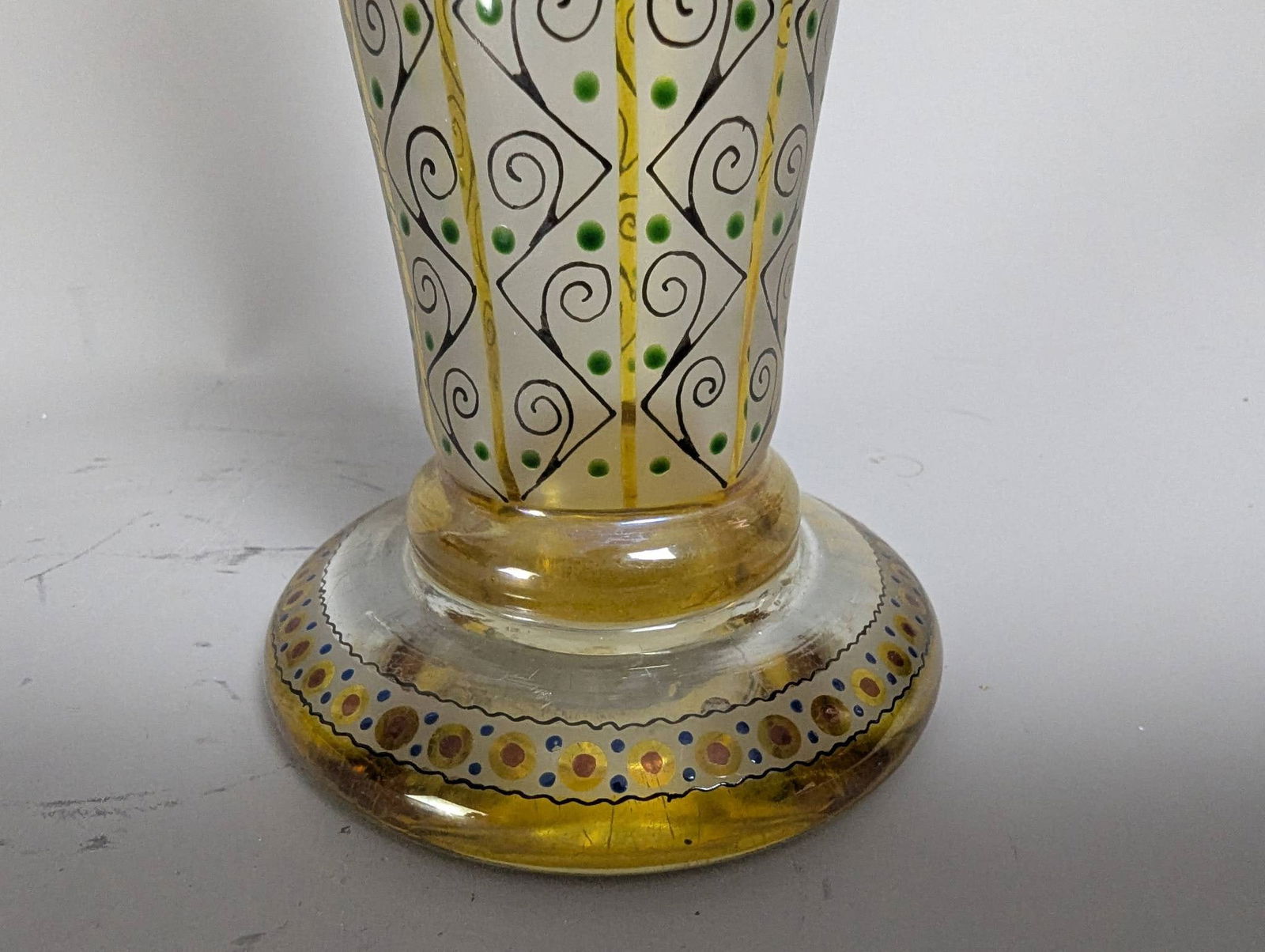 Antique Hand-Painted Bohemian Glass Vase with Gilt Decoration - 4