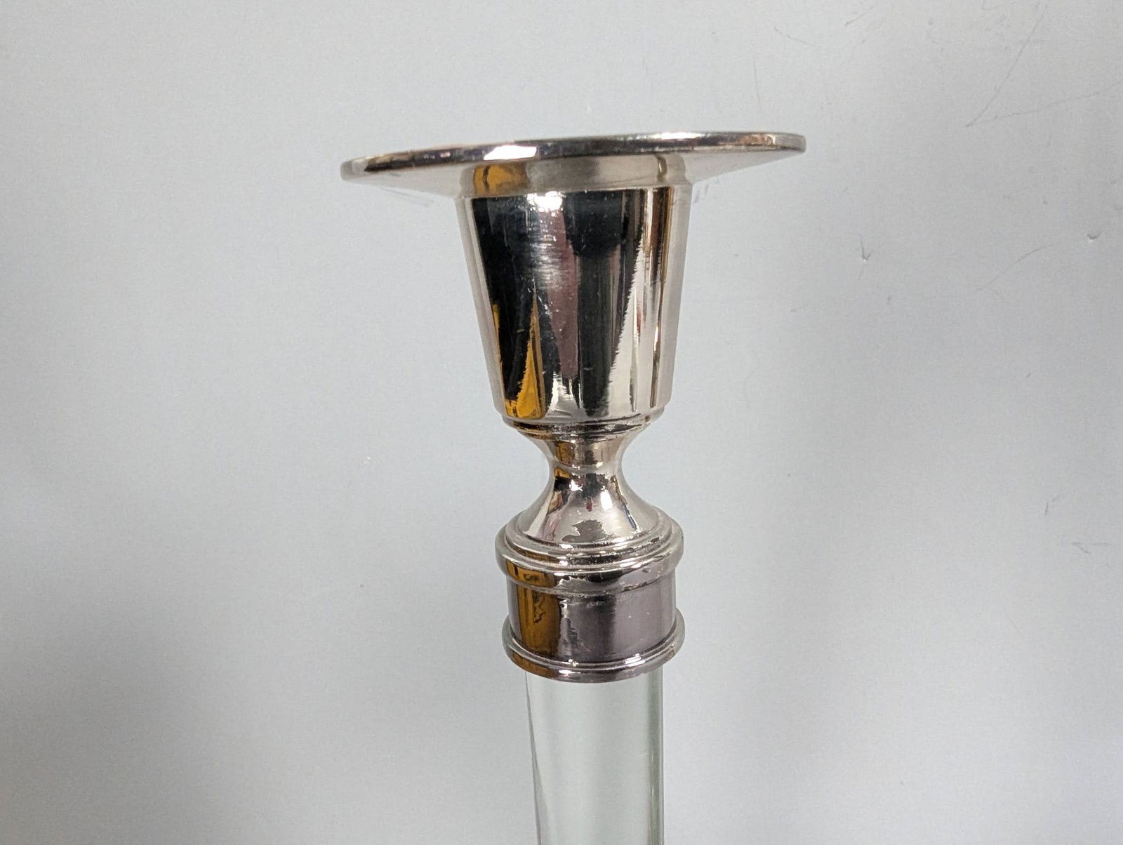 Retired Restoration Hardware Silver-Plated and Lucite Taper Candle Holders - 5