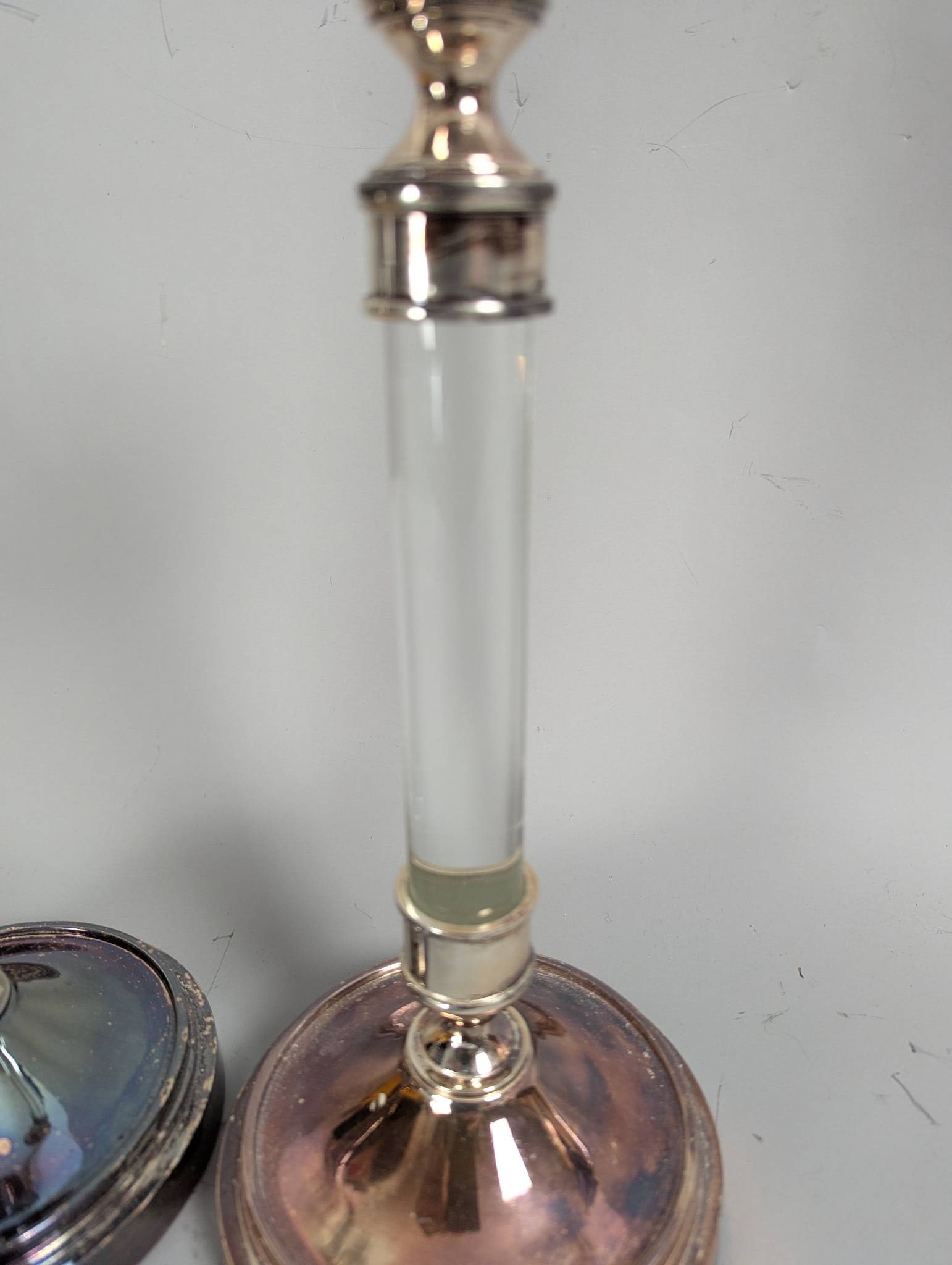 Retired Restoration Hardware Silver-Plated and Lucite Taper Candle Holders - 6