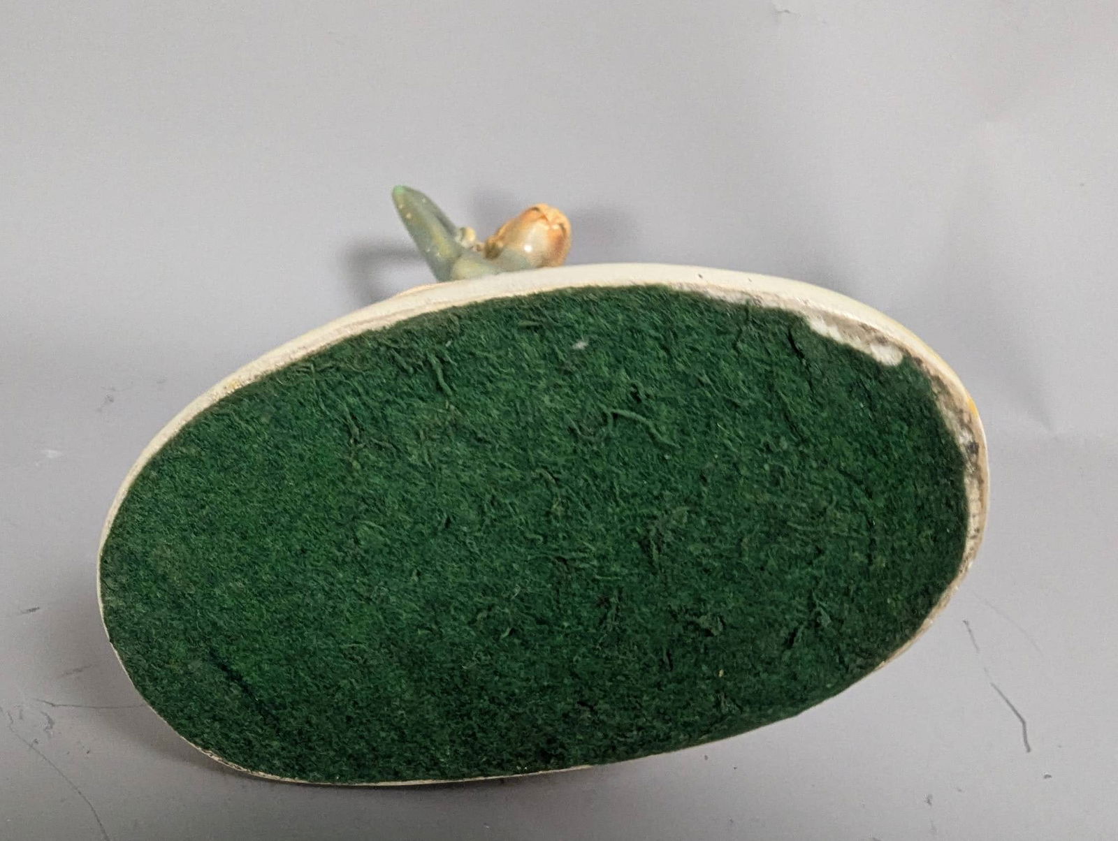 Plaster Art Deco Flapper Girl Figurine with Hand on Head and Raised Dress - 7