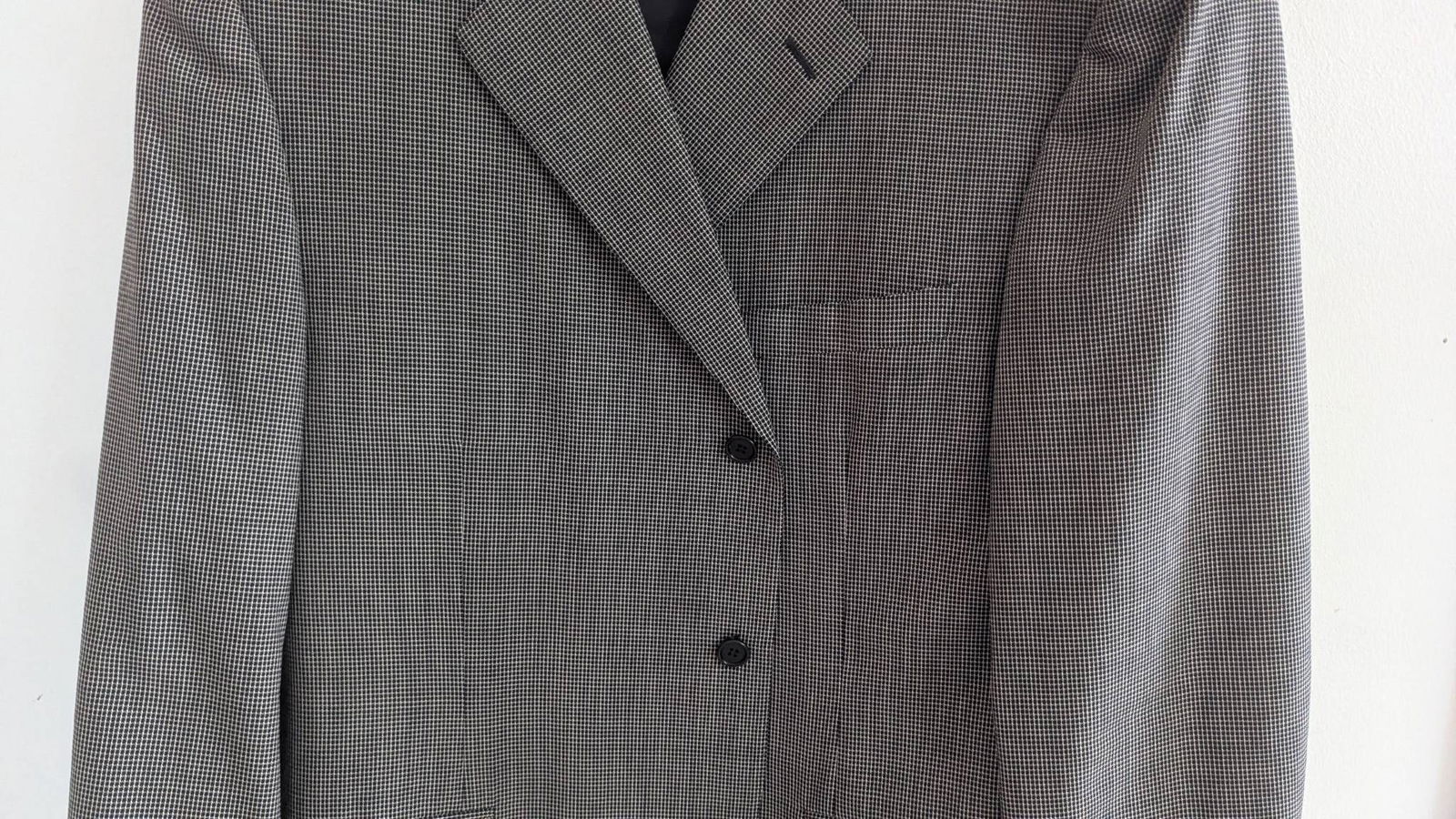 Canali Black and White Houndstooth Wool Jacket - 3