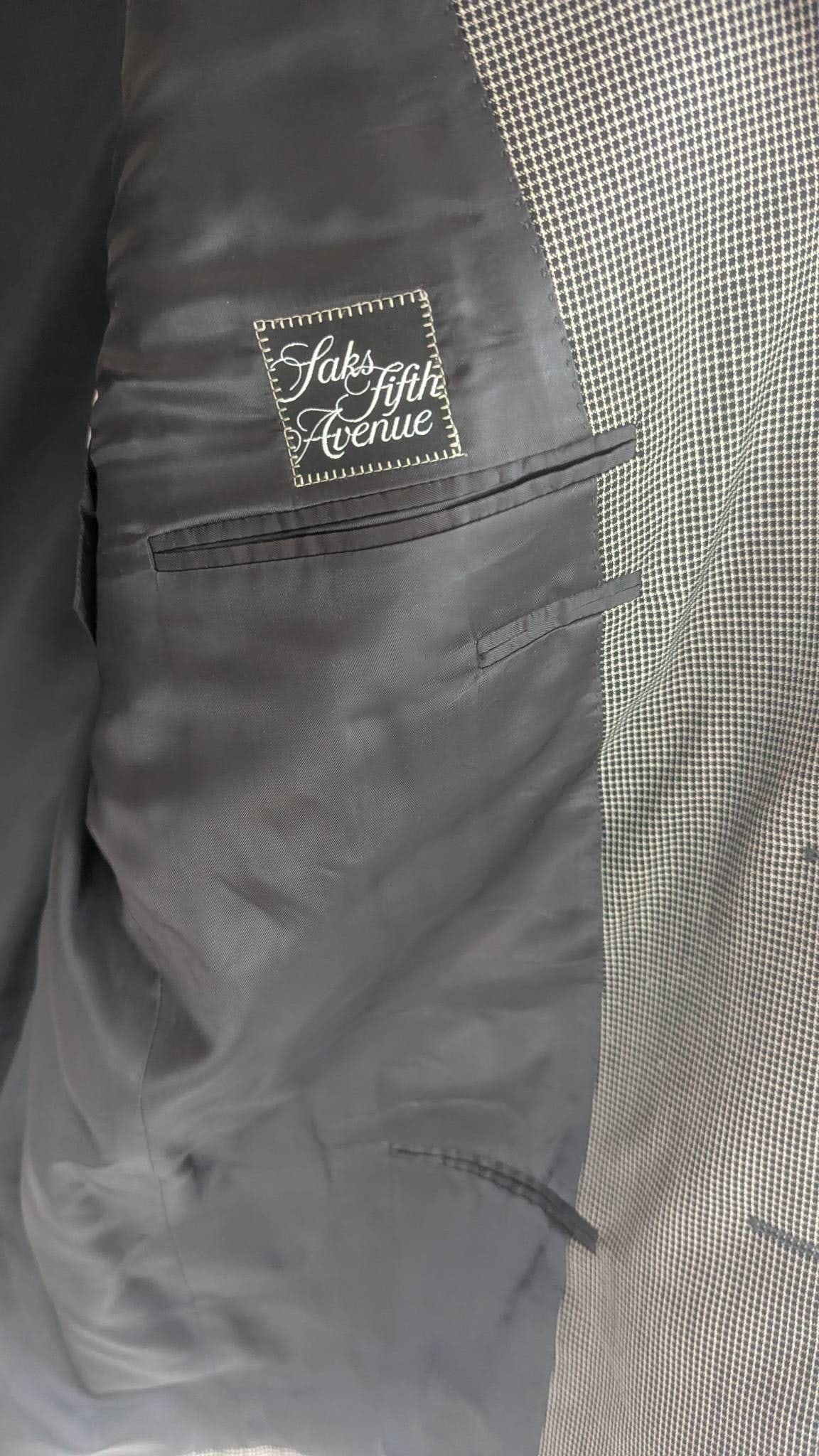 Canali Black and White Houndstooth Wool Jacket - 7