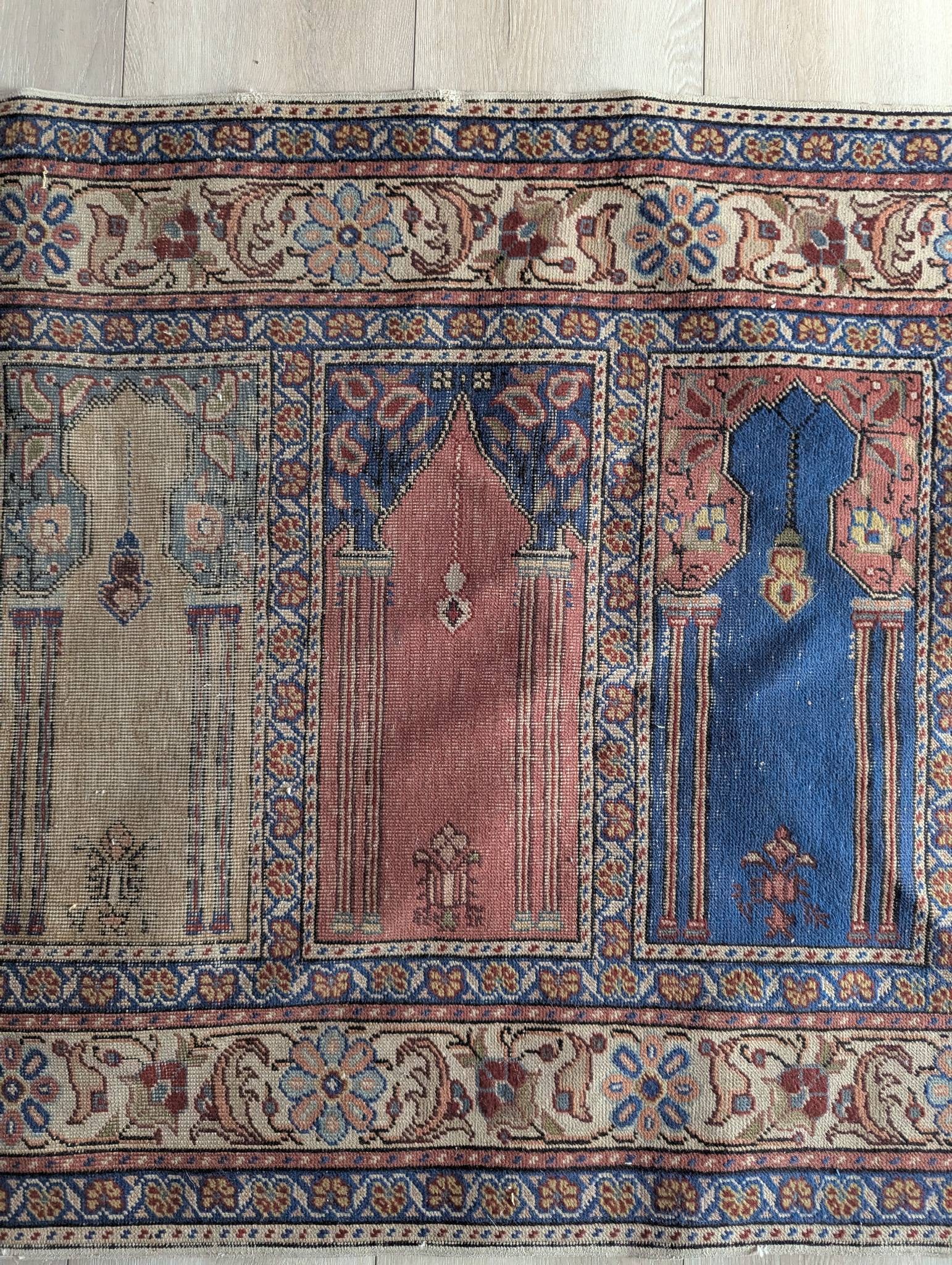 Turkish Kayseri Saf Runner Rug with Prayer Niche Design - 6