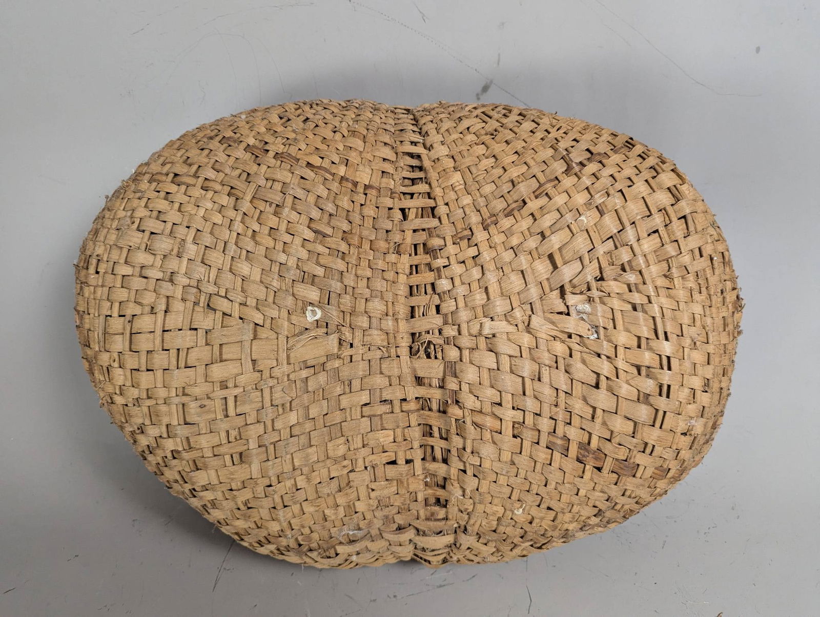 Antique Hand-Woven Buttocks or Gathering Basket with Arched Handle - 6
