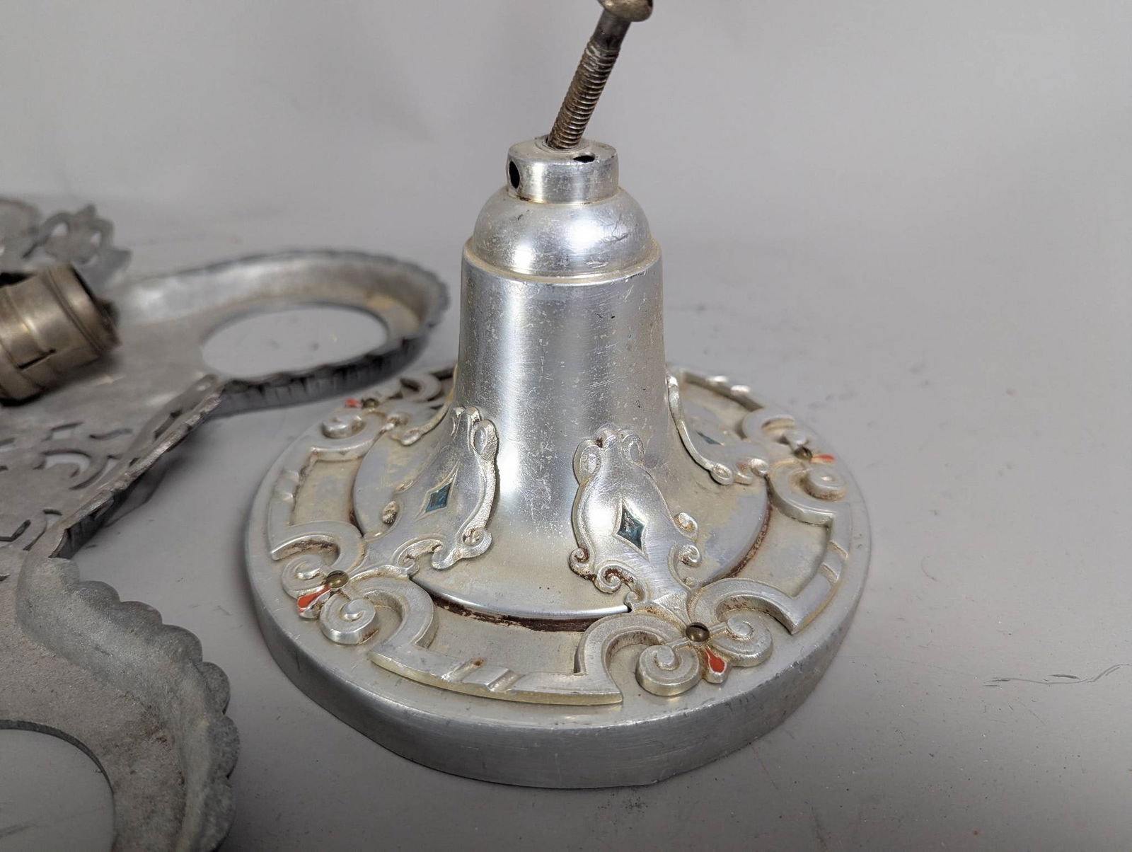 Art Deco Markel Nickel-Plated 5-Light Chandelier Frame with Ceiling Canopy - 2