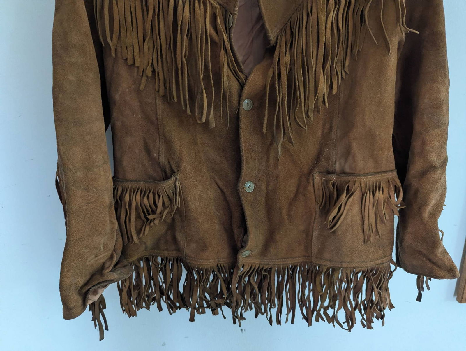 Vintage Brown Suede Fringe Western Jacket Likely from the 1960s or 1970s - 4