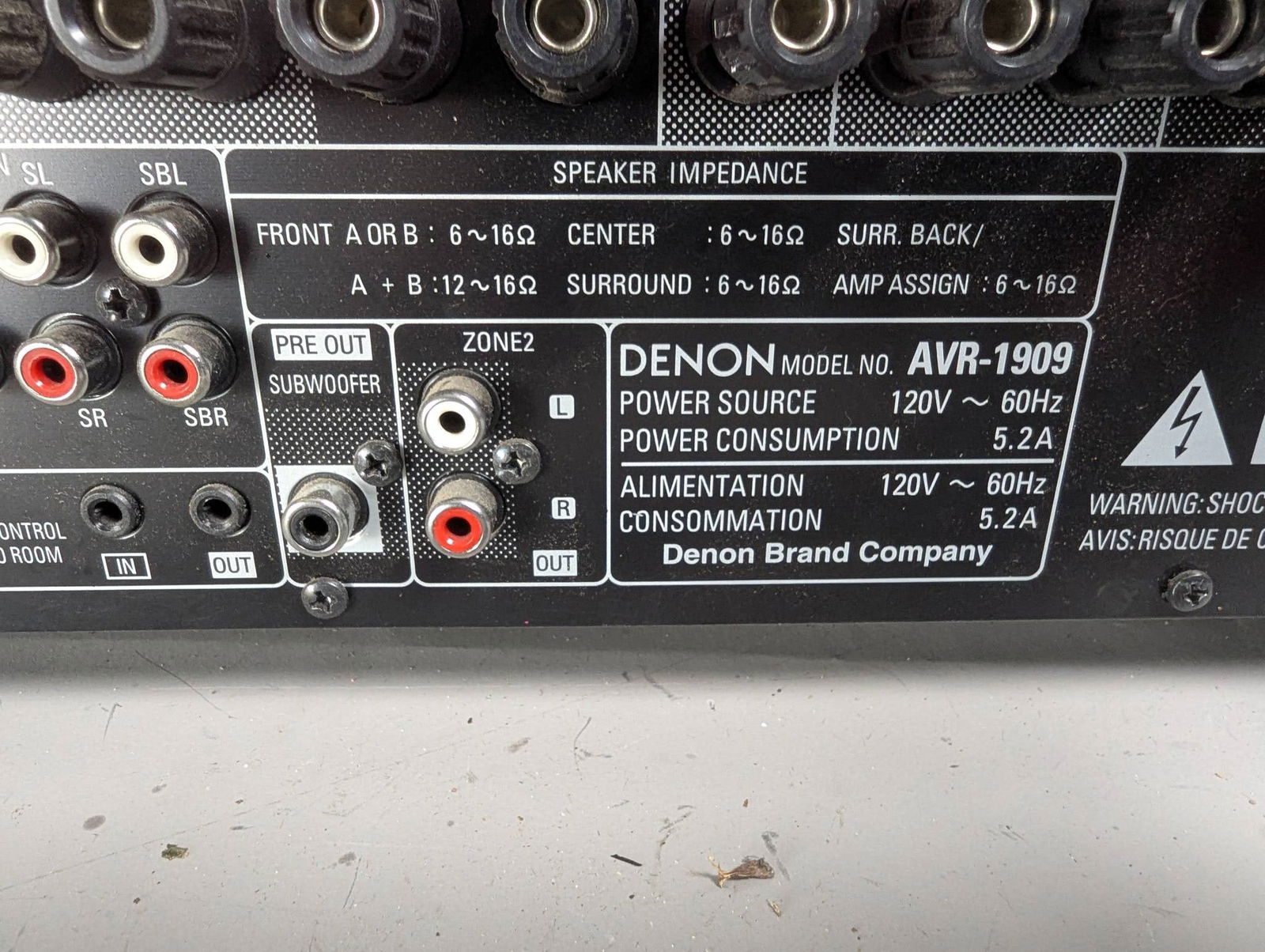 Denon AVR-1909 AV Surround Receiver with Multi Zone Capability - 9