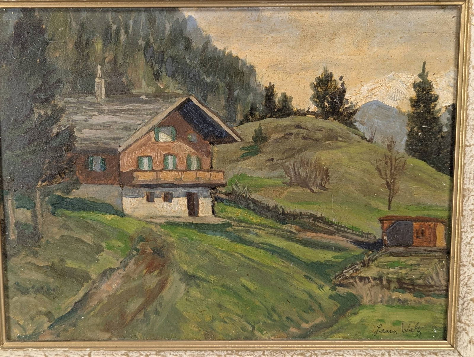 Oil Painting of Alpine Chalet by Laura J K Walz - 2