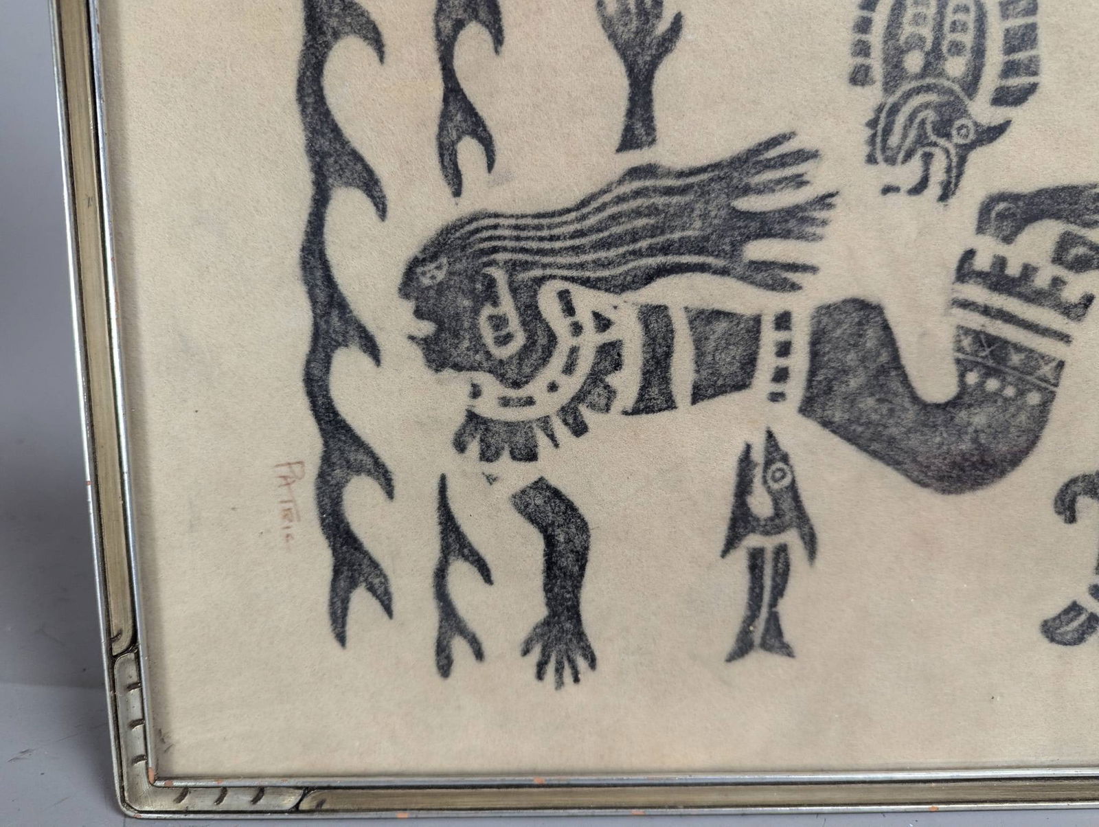 Mid-Century Modernist Tribal Abstract Hand-Pulled Print Signed Patric - 4