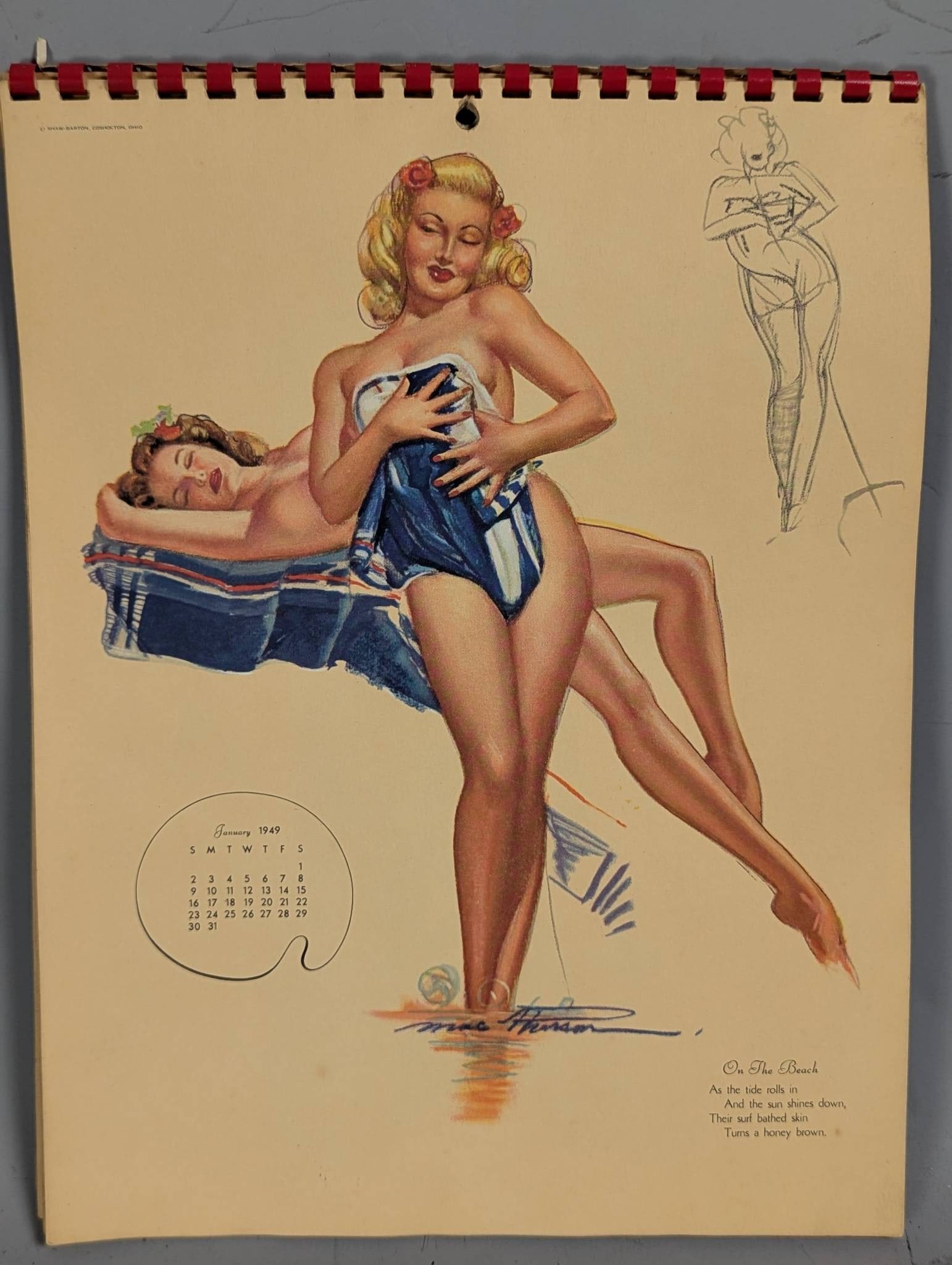 MacPherson Sketch Book 1949 Pin-Up Calendar with Artwork by Earl MacPherson - 3