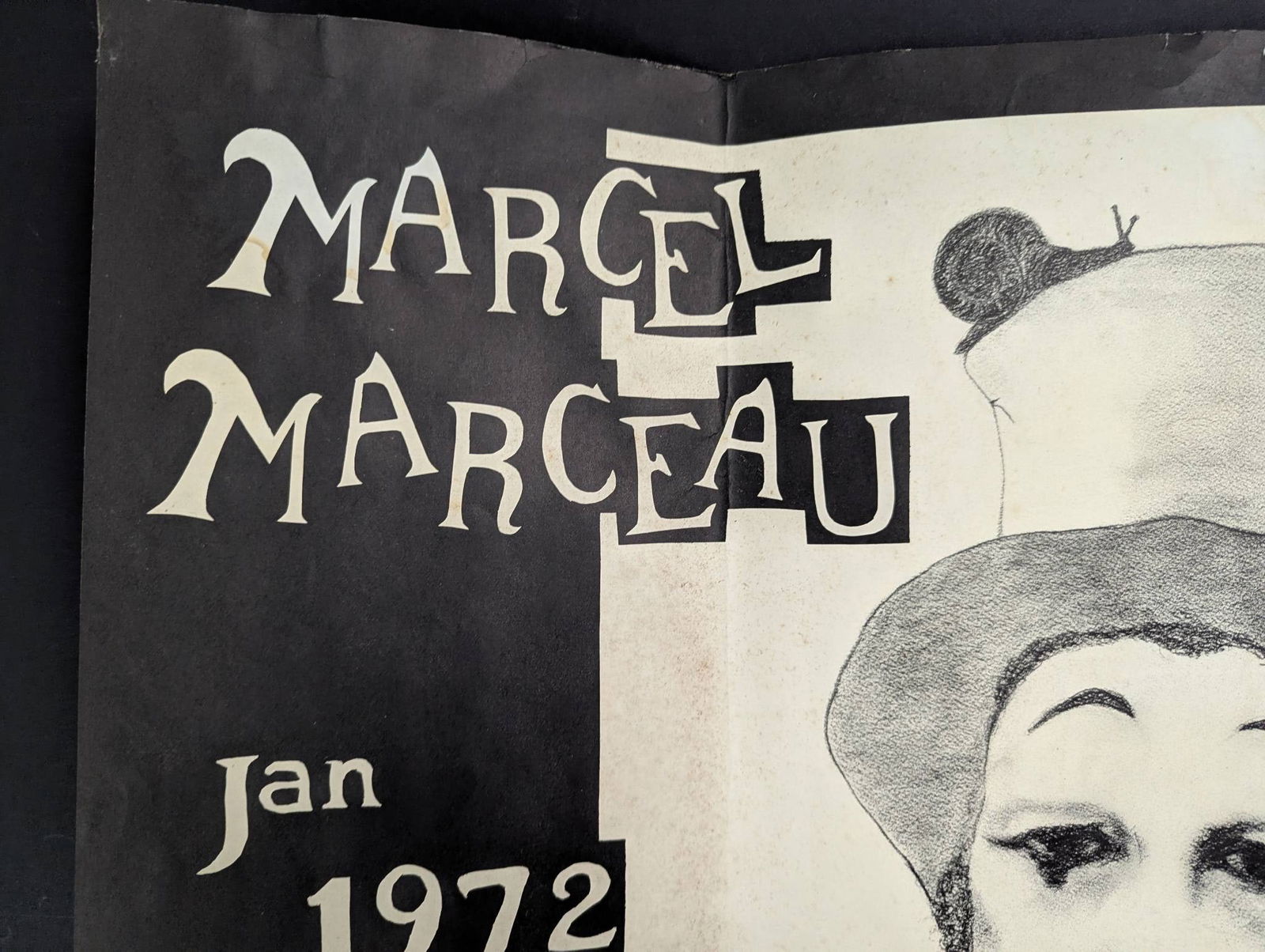 1972 Marcel Marceau Poster Hand-Signed Advertising Lâ€™Escargot Chicago Visit - 2