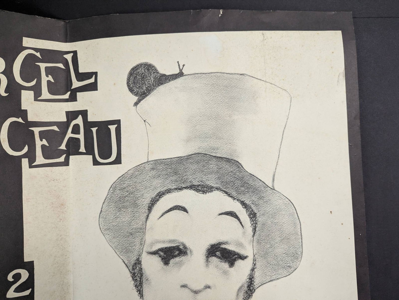1972 Marcel Marceau Poster Hand-Signed Advertising Lâ€™Escargot Chicago Visit - 3