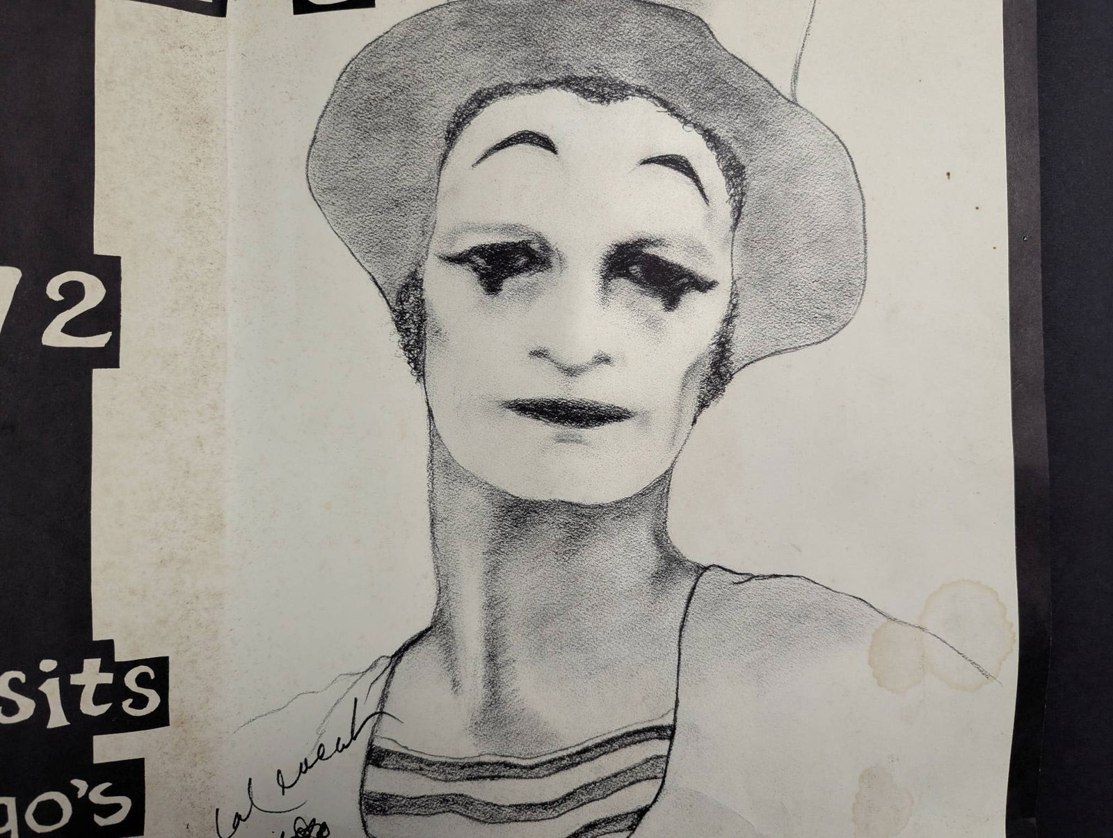 1972 Marcel Marceau Poster Hand-Signed Advertising Lâ€™Escargot Chicago Visit - 5