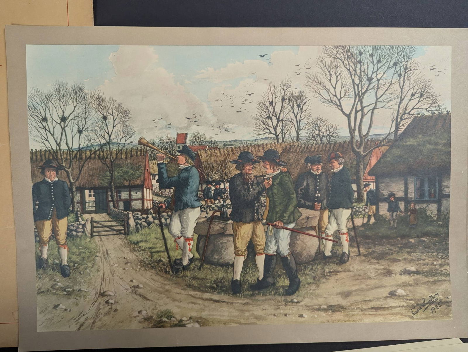 Skanska Folklivsbild by Frans Lindberg Depicting Scanian Folk Life - 4