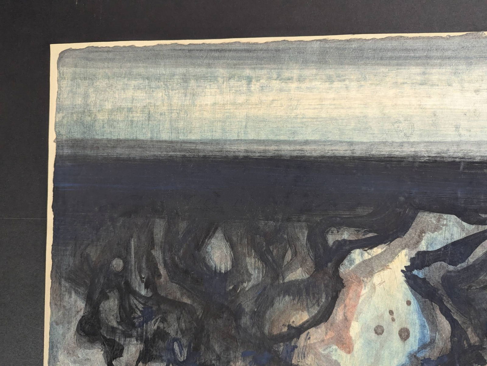 Abstract Watercolor Depicting Organic Forms and Gradient Horizon - 2