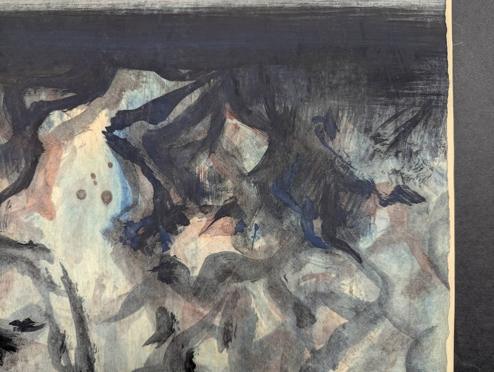 Abstract Watercolor Depicting Organic Forms and Gradient Horizon - 7