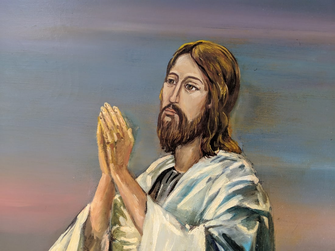 Semproniu Iclozan Large Oil Painting Jesus Praying over Jerusalem - 3