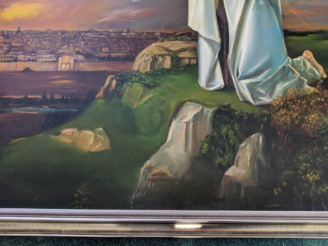 Semproniu Iclozan Large Oil Painting Jesus Praying over Jerusalem - 6