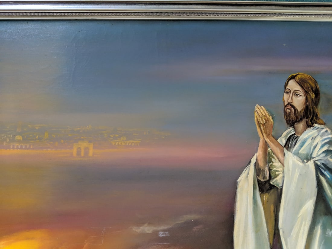 Semproniu Iclozan Large Oil Painting Jesus Praying over Jerusalem - 9