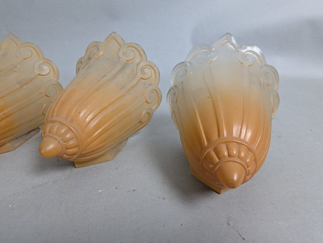 Art Deco Slip Shade Sconce Covers Set of Four Antique Lighting - 2
