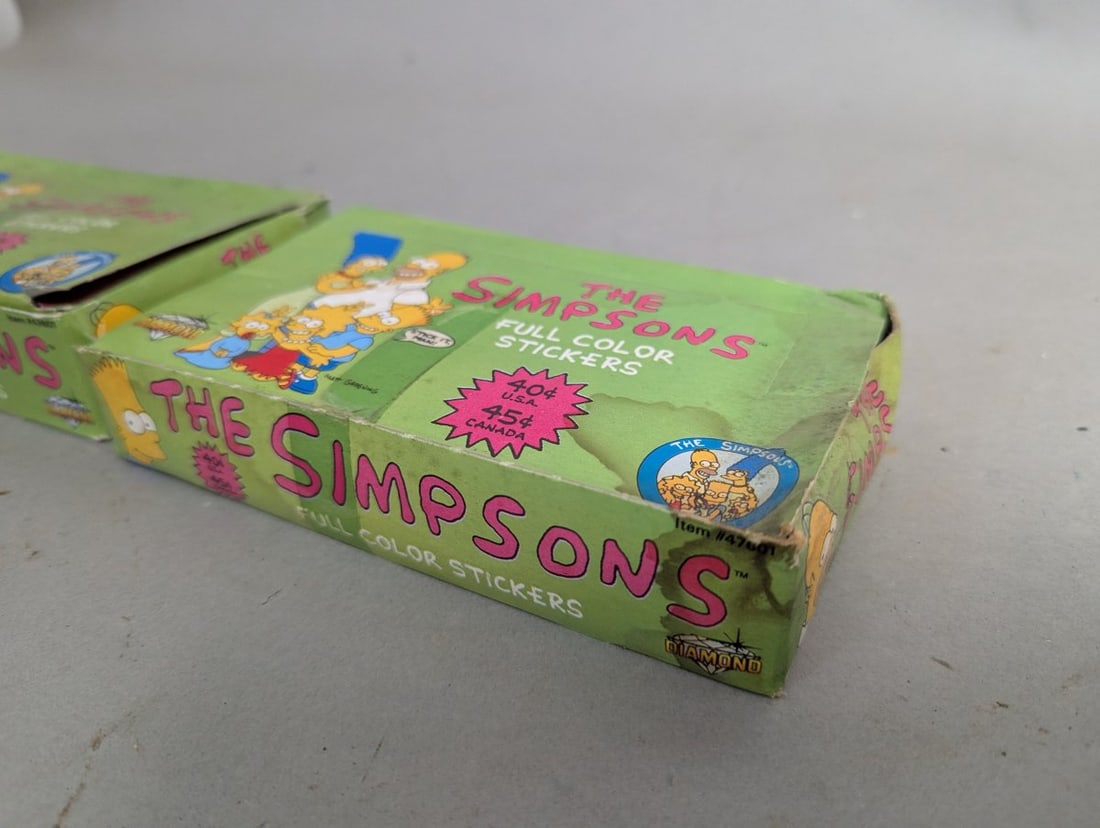 Vintage The Simpsons Full Color Stickers Display Boxes Lot - 2