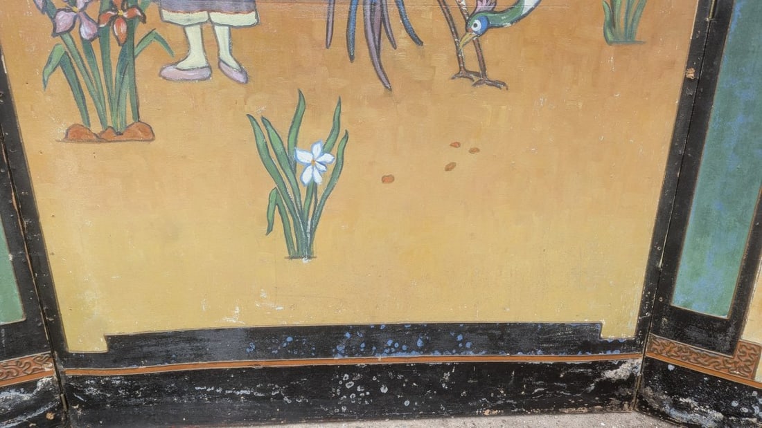 Antique Hand Painted Chinoiserie Room Divider Decorative Screen - 10